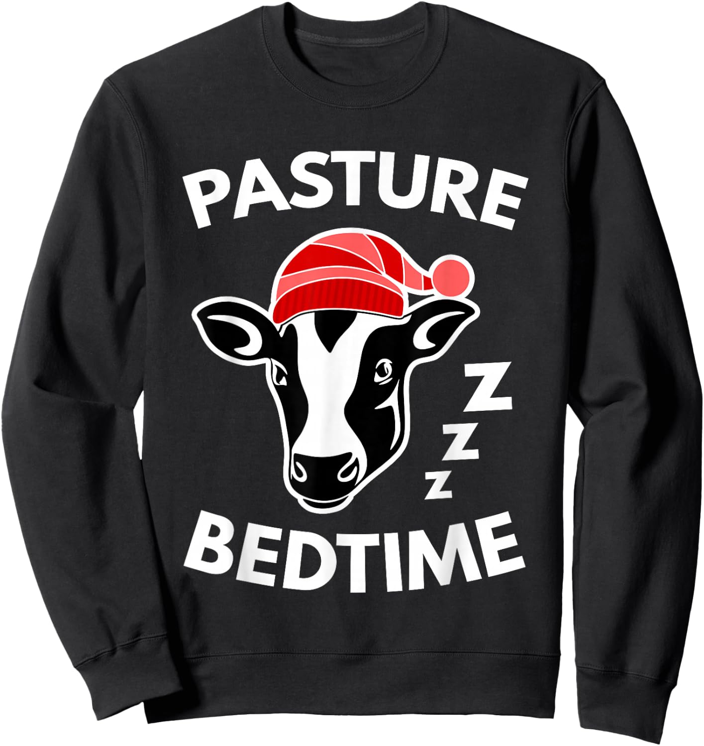 Pasture Bedtime Shirt Funny Cute Cow Pajamas Gift Sweatshirt - Sweatshirt | Black
