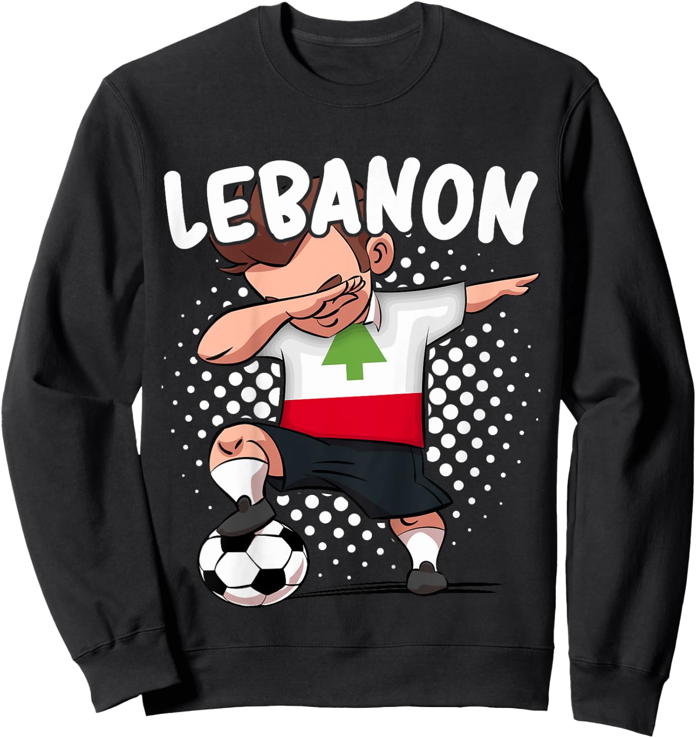 Kids Funny Soccer Dab Shirt for Boys Lebanon Soccer Lebanese Gift Sweatshirt - Sweatshirt | Black