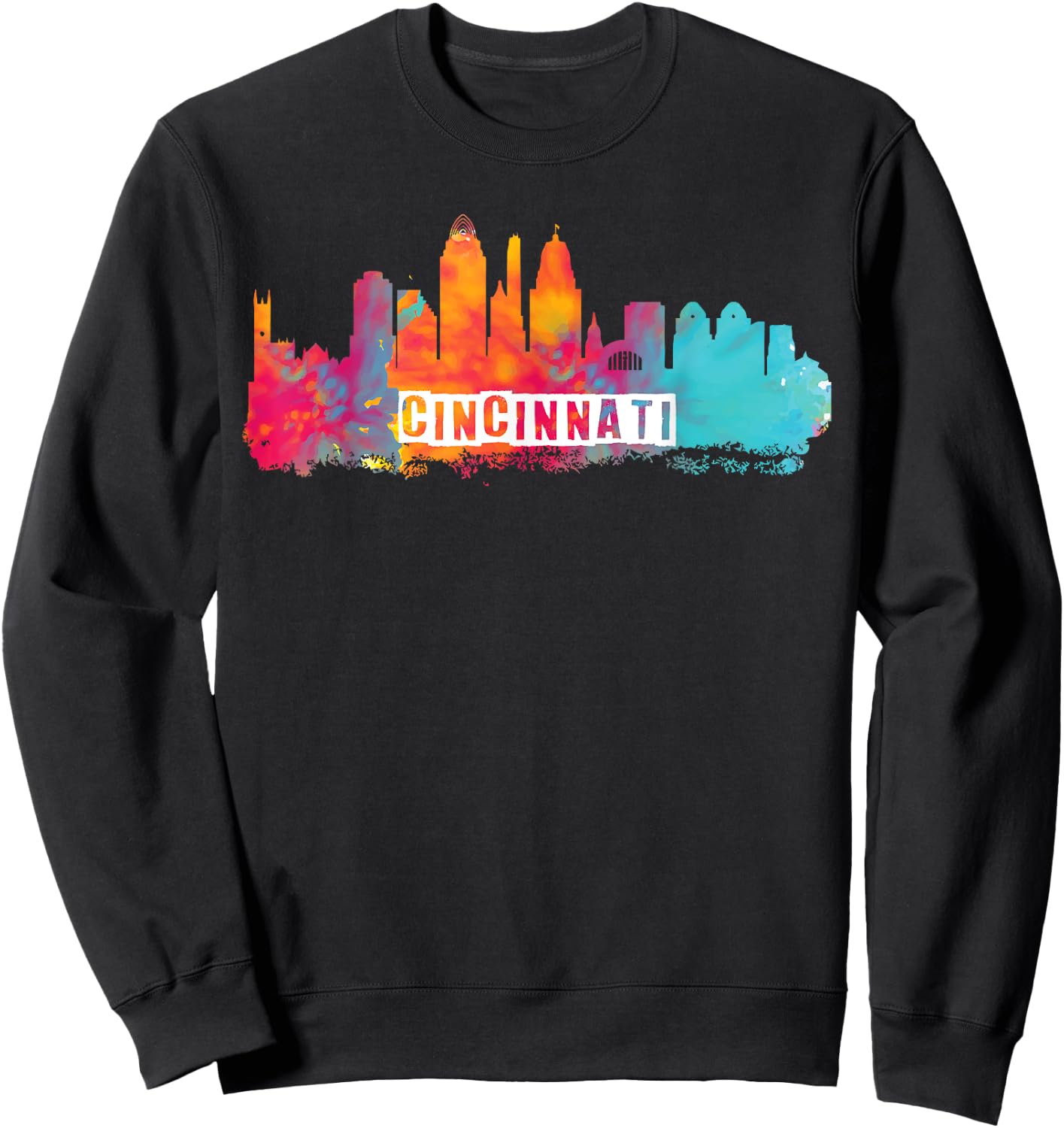 Cincinnati Ohio Watercolor Skyline State Pride Shirt Sweatshirt - Sweatshirt | Black