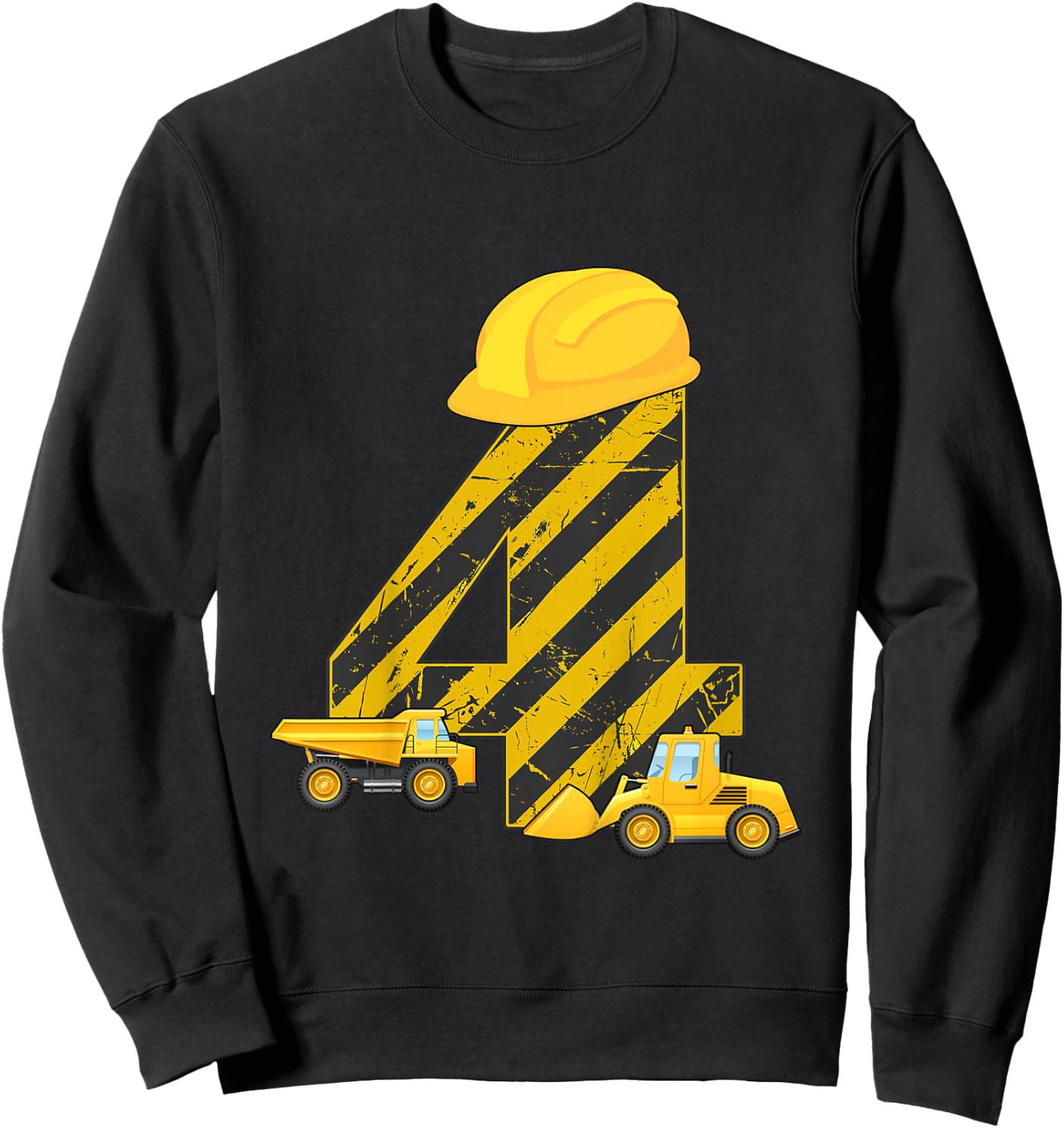 4th Birthday Digger I 4 Years Builder Excavator Gift Sweatshirt - Sweatshirt | Black
