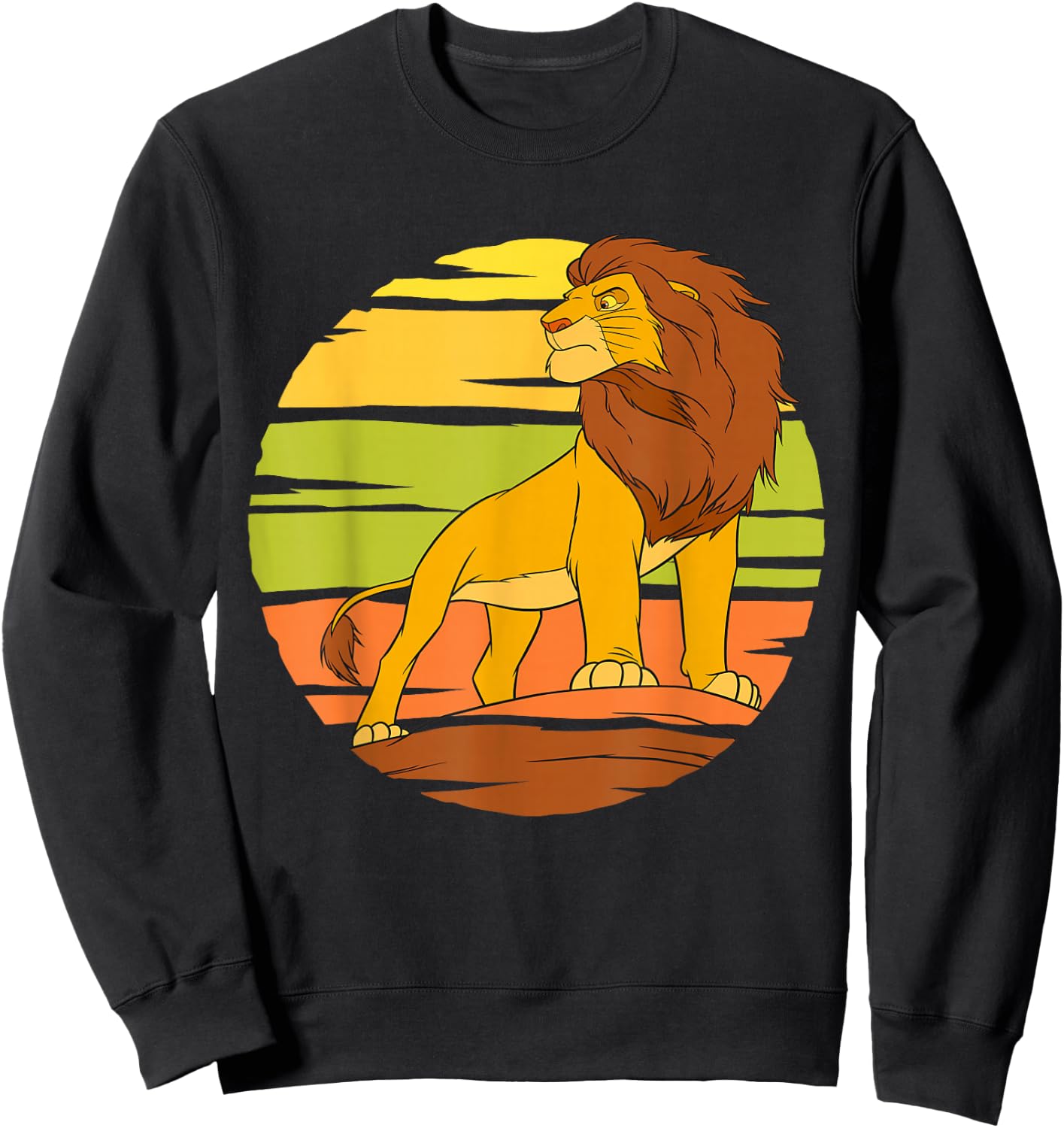 Disney The Lion King Adult Simba Pride Rock Sun Sweatshirt - Sweatshirt | Black