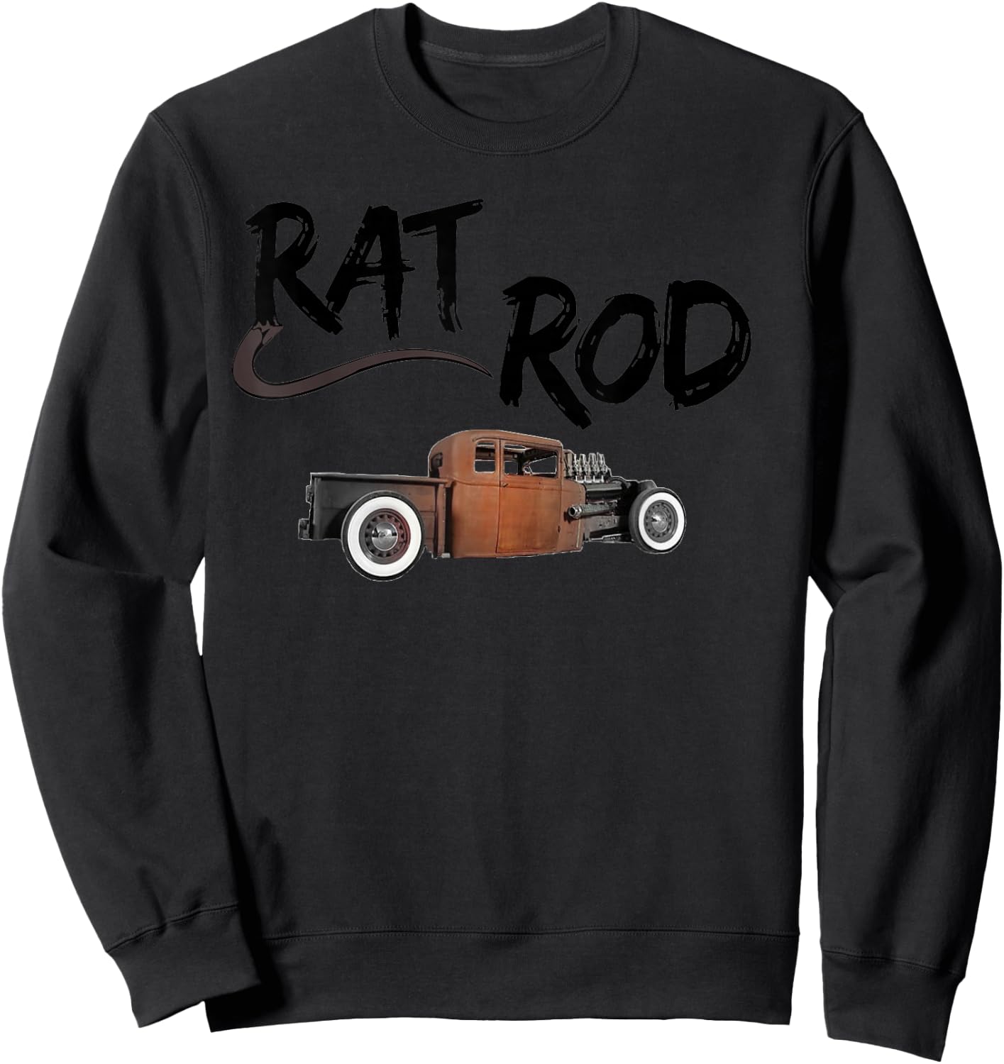 Rat Rod, Classic, Vintage Hot Rod Sweatshirt - Sweatshirt | Black