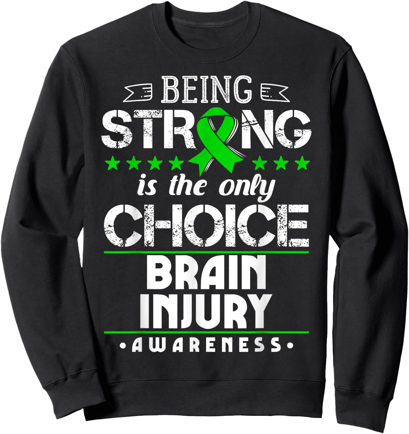 Brain Trauma Gift TBI Intracranial Injury Awareness Ribbon Sweatshirt - Sweatshirt | Black
