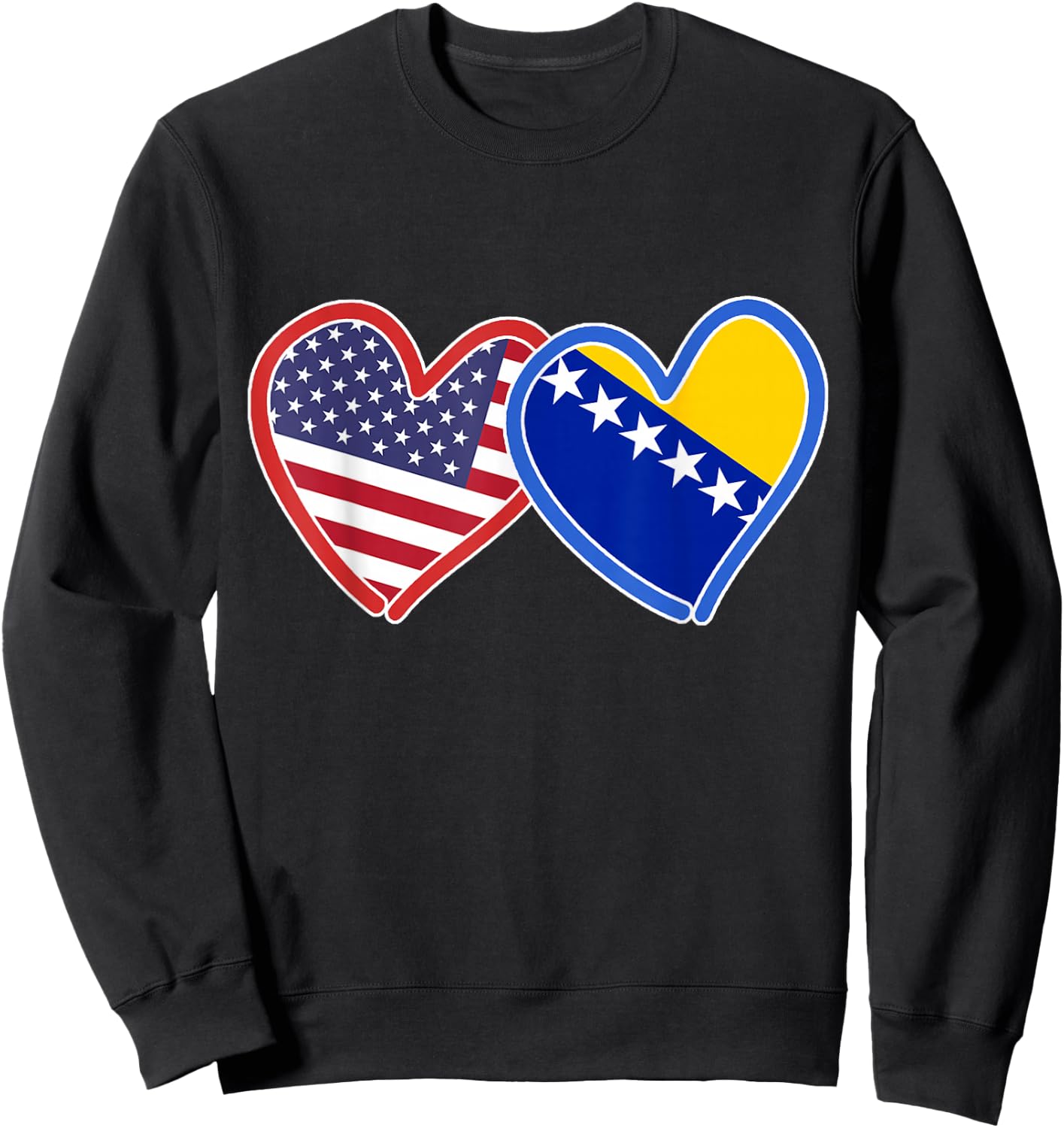 Bosnian American Bosnia & America Flag Sweatshirt - Sweatshirt | Black