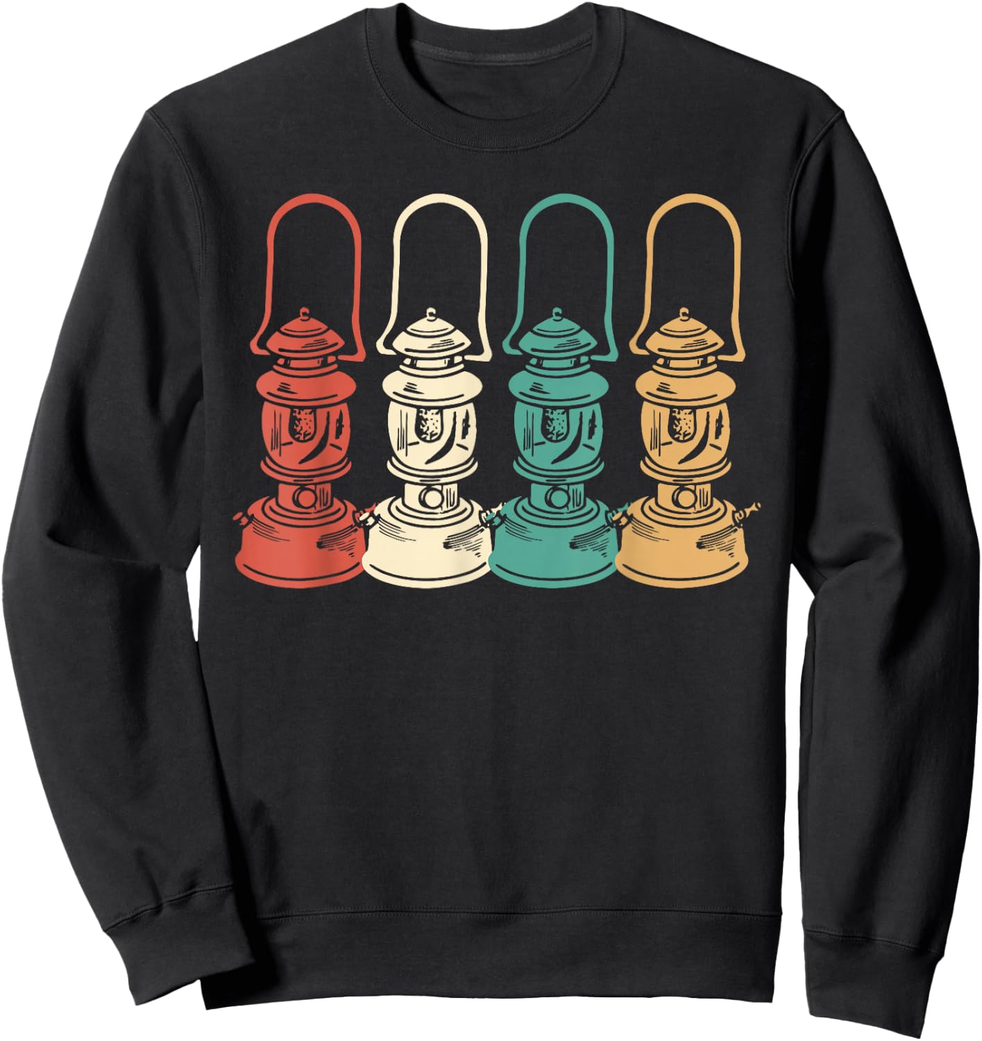 Vintage Camping Light Retro Camp Lantern Sweatshirt - Sweatshirt | Black