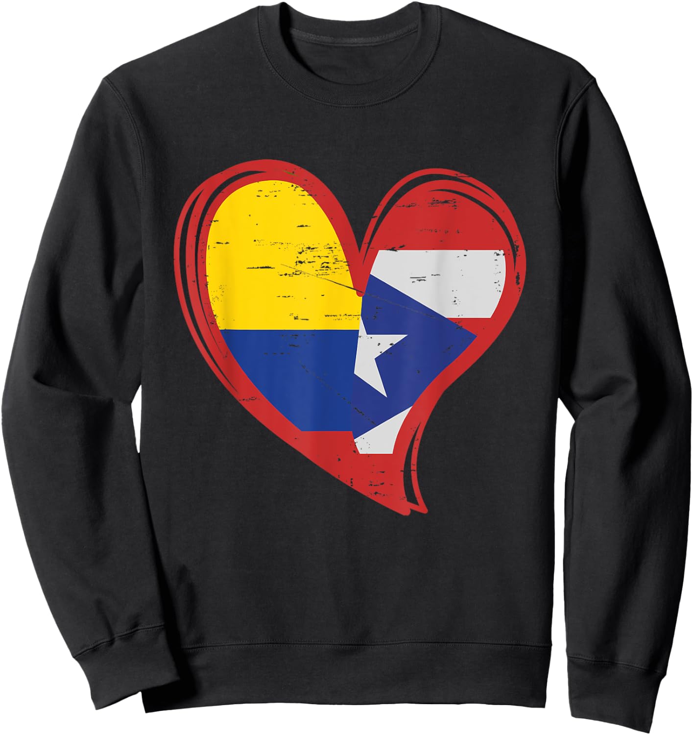 Colombian Puerto Rican Flag graphic Vintage PR Colombia Sweatshirt - Sweatshirt | Black