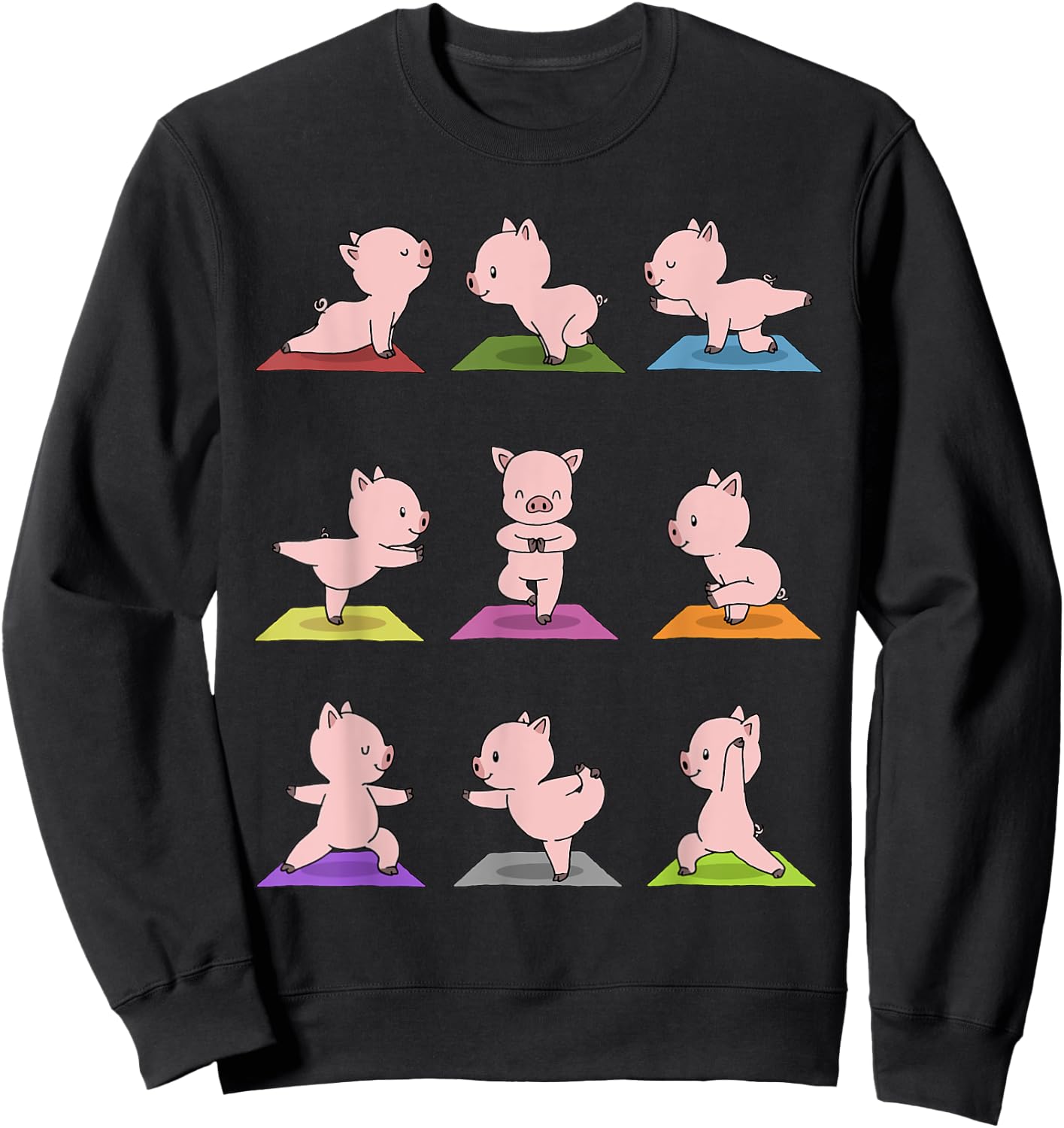 Pig Yoga Funny Piglets In Yoga Poses Sports Sweatshirt - Sweatshirt | Black
