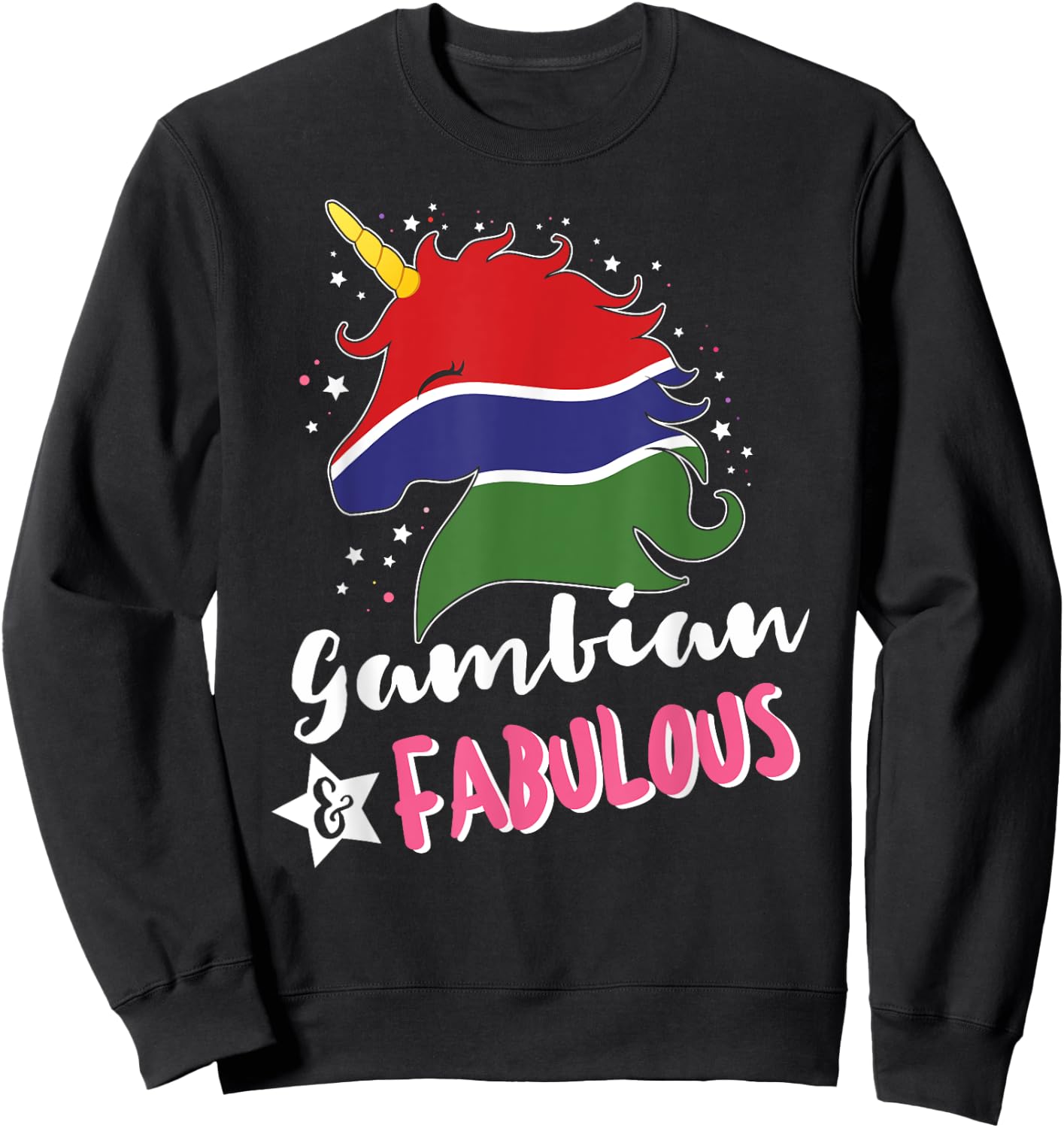 Gambian Unicorn Gambia Flag Sweatshirt - Sweatshirt | Black