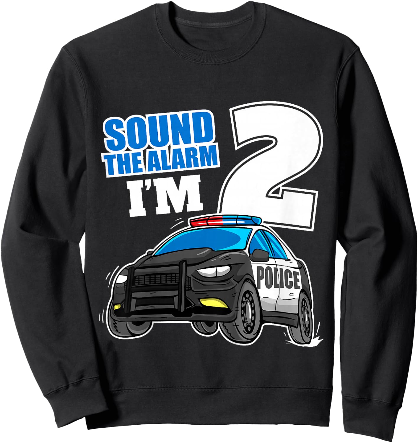 Kids Police Car 2nd Birthday Boy 2 Cop Policeman Officer Two Sweatshirt - Sweatshirt | Black