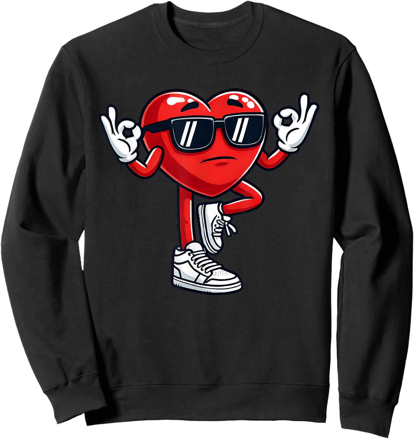 Red Heart Yoga Pose Funny Valentine's Day Family Matching Sweatshirt - Sweatshirt | Black