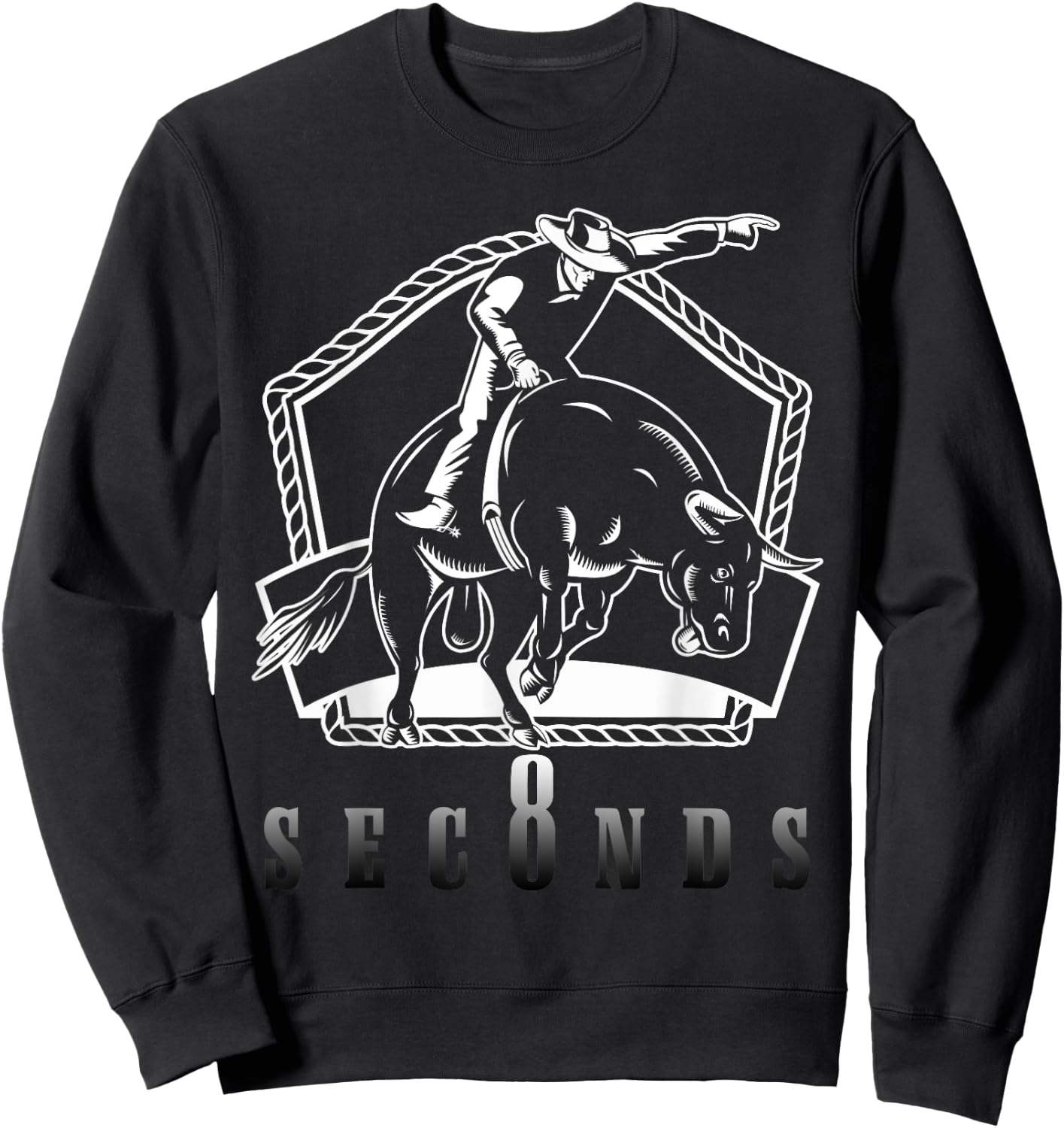 Cowboy Bull Riding Ask Me In Eight Seconds Western Rider Sweatshirt - Sweatshirt | Black