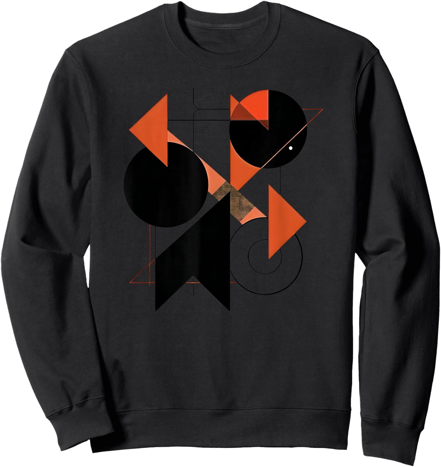 Minimal,black,orange ,retro,geometric design,abstract art Sweatshirt - Sweatshirt | Black