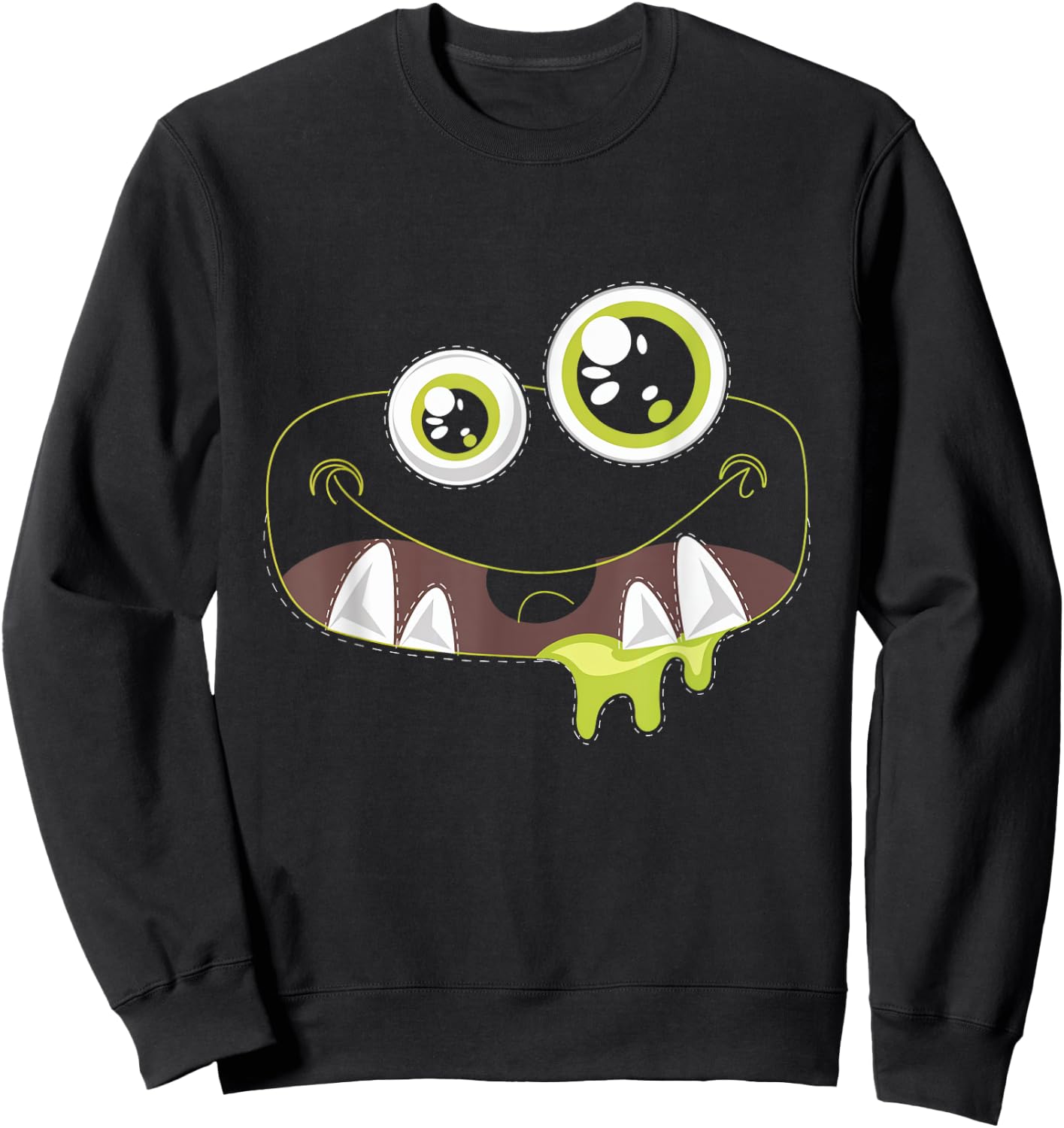 Cute Monster Face Halloween Costumes Kids Fun Sweatshirt - Sweatshirt | Black