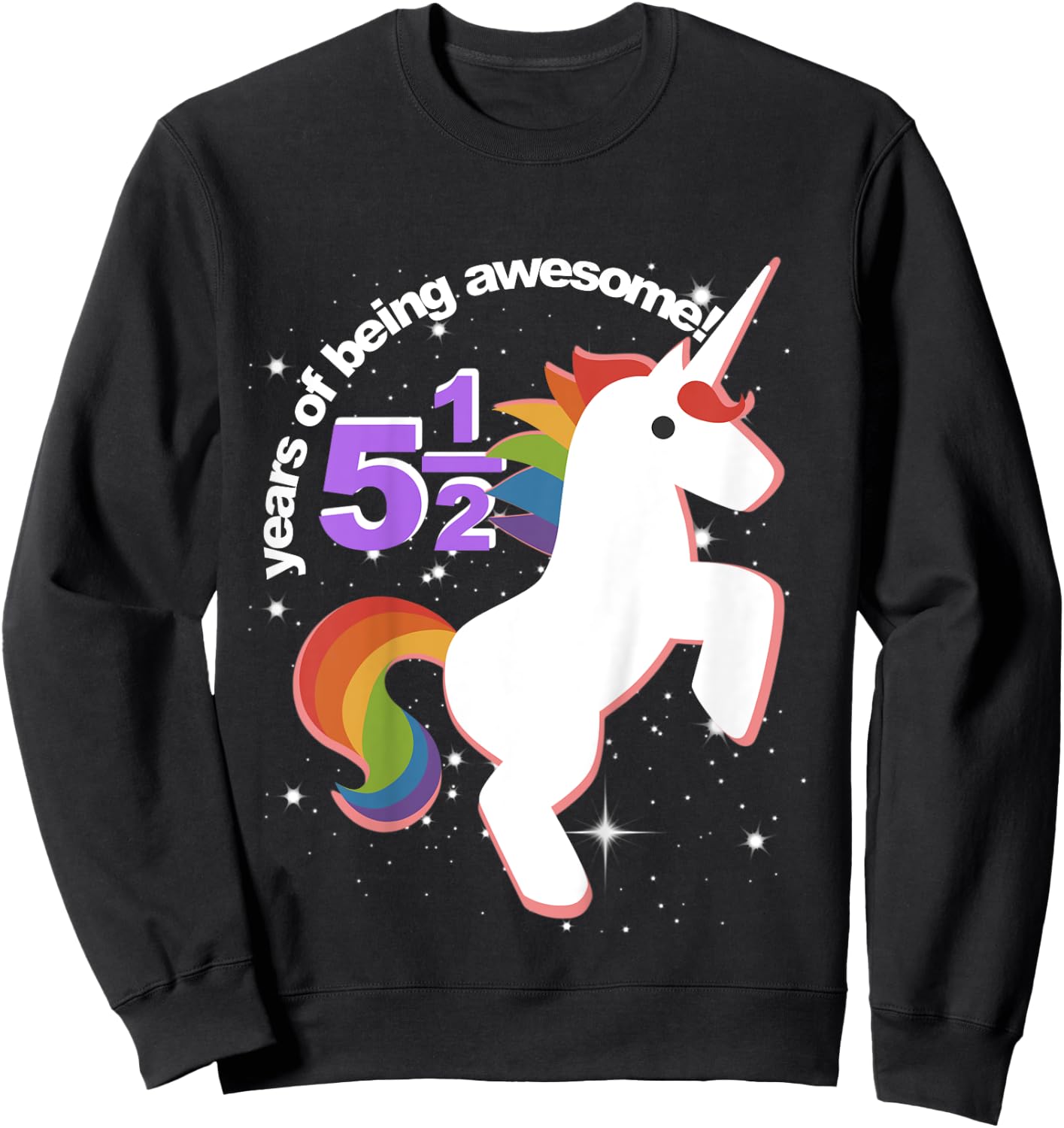 Girls Half Birthday Unicorn Shirt 5.5 5 and Half Years 5th Sweatshirt - Sweatshirt | Black