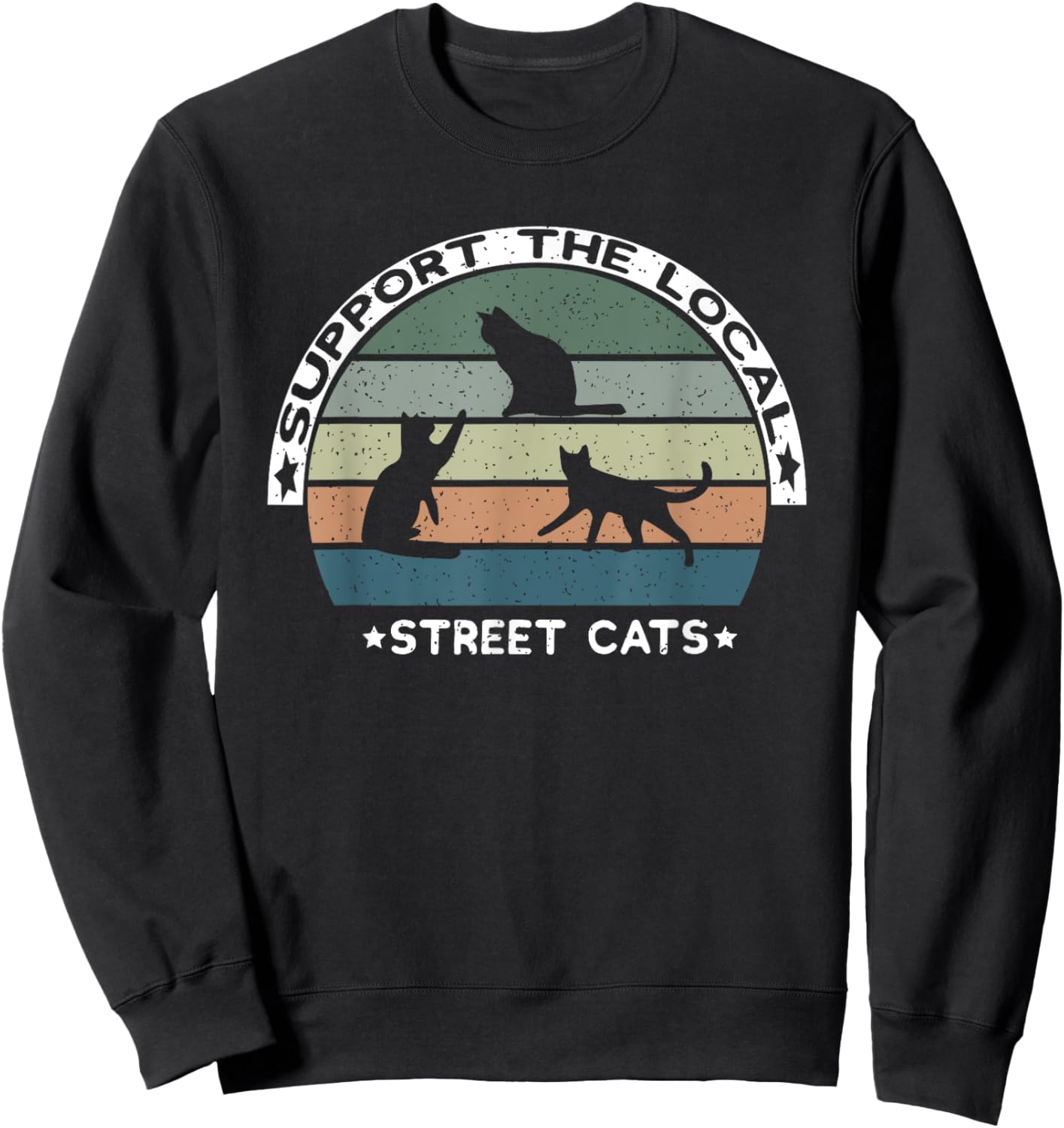 Vintage Support The Local Street Cats Sweatshirt - Sweatshirt | Black
