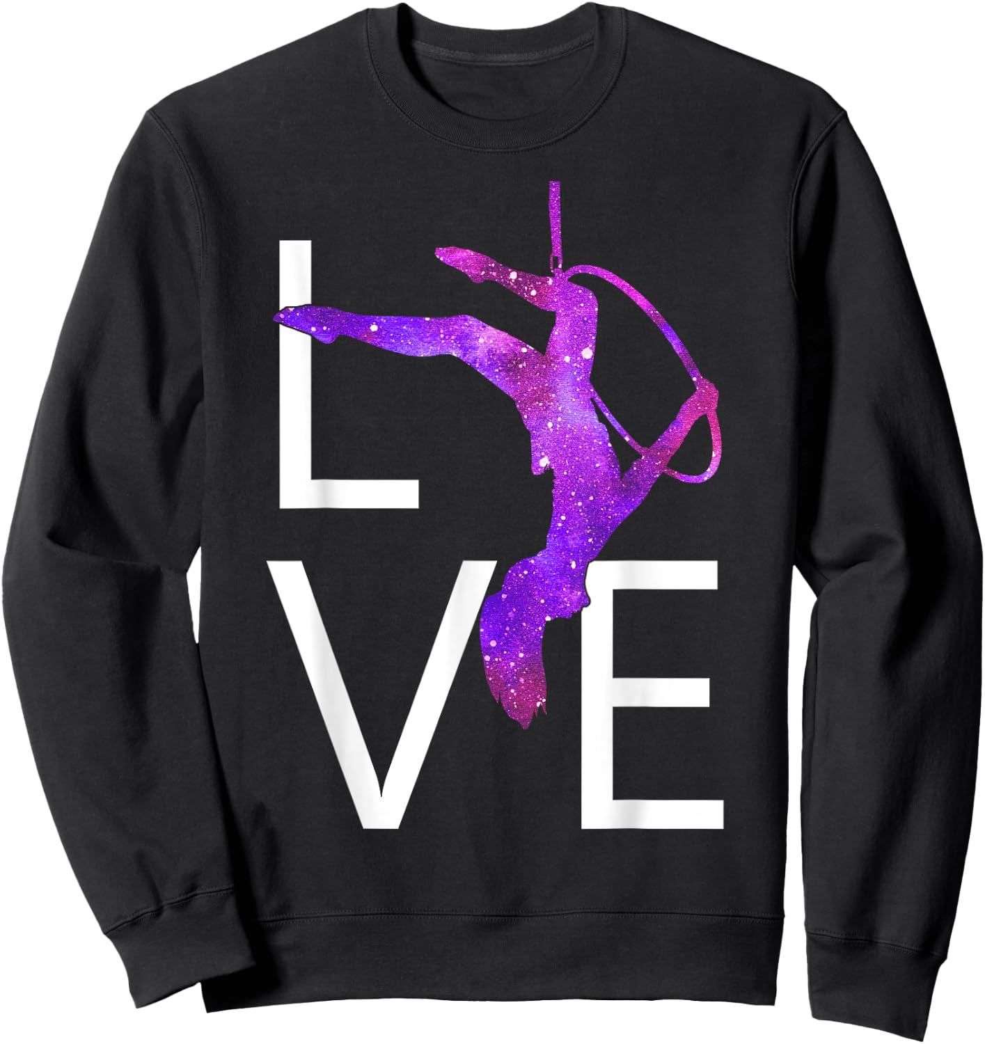 Aerial Hoop Aerial Yoga Aerialist Lyra Purple Love Sweatshirt - Sweatshirt | Black