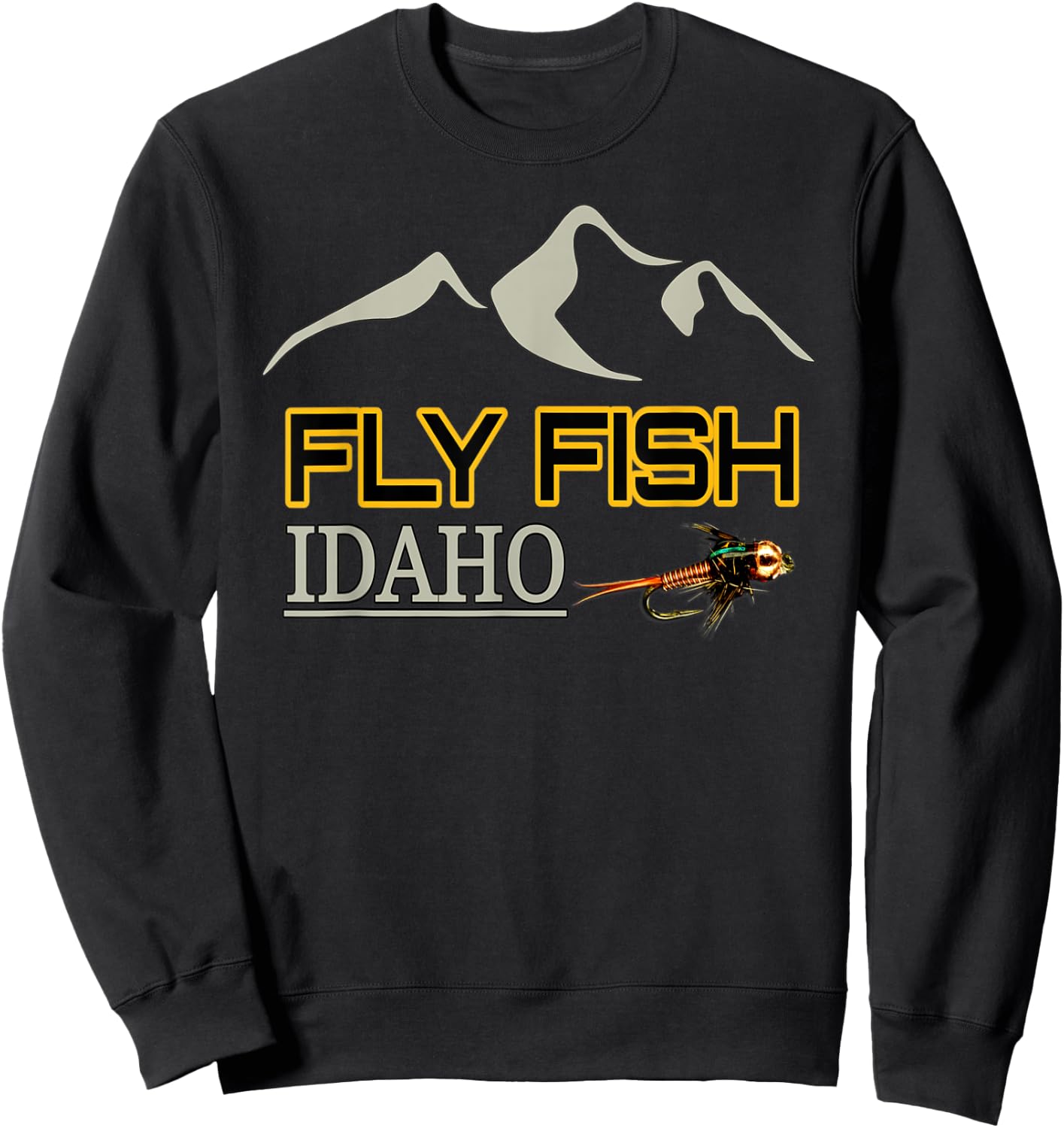 Idaho Shirt Fly Fishing Gifts Gear Souvenirs with Nymph Sweatshirt - Sweatshirt | Black