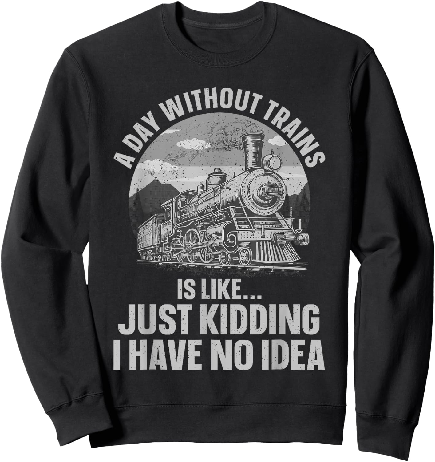 Best Train Art Women Railroad Steam Train Lovers Sweatshirt - Sweatshirt | Black