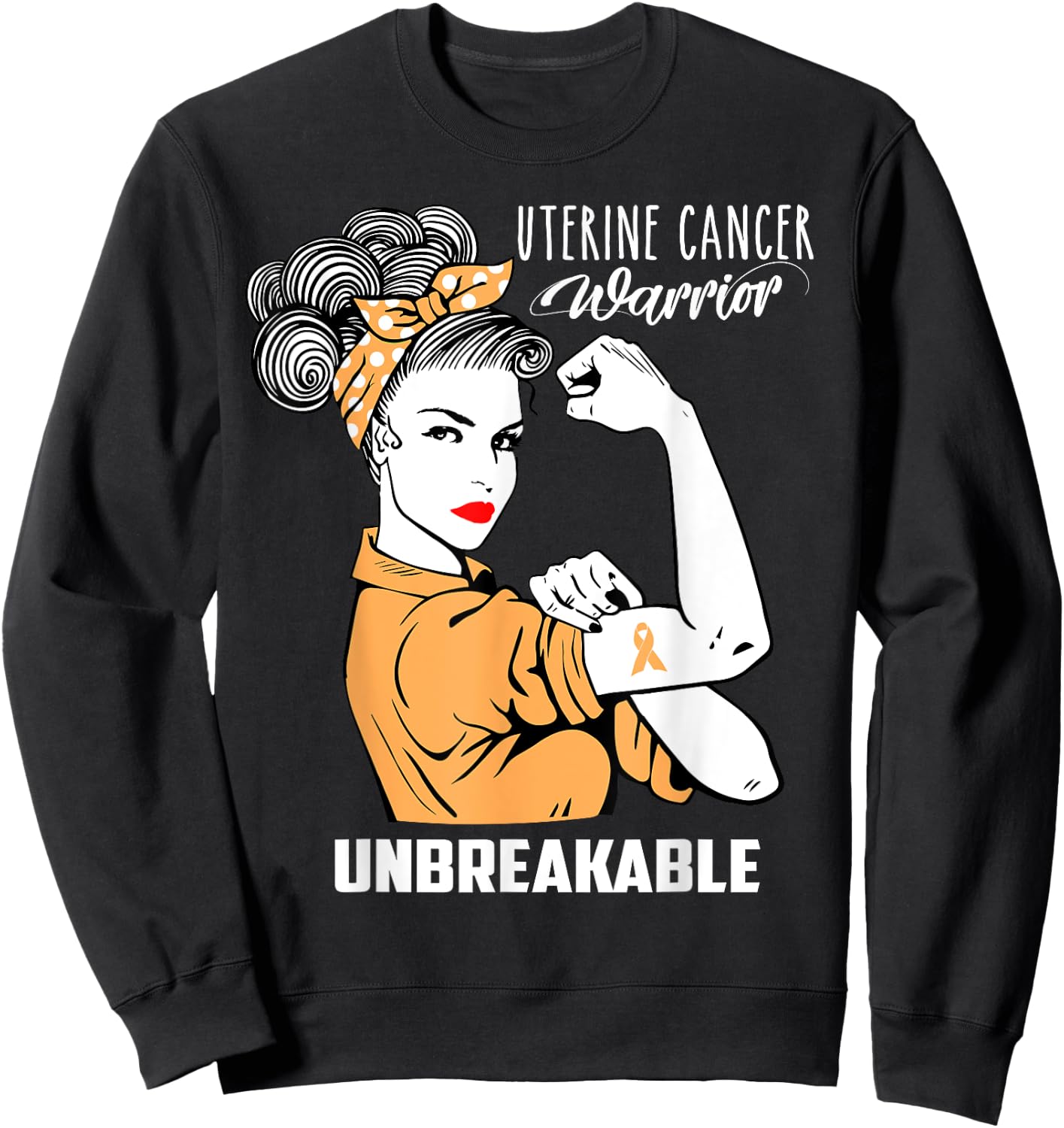 Uterine Cancer Warrior Unbreakable Shirt Awareness Gift Sweatshirt - Sweatshirt | Black