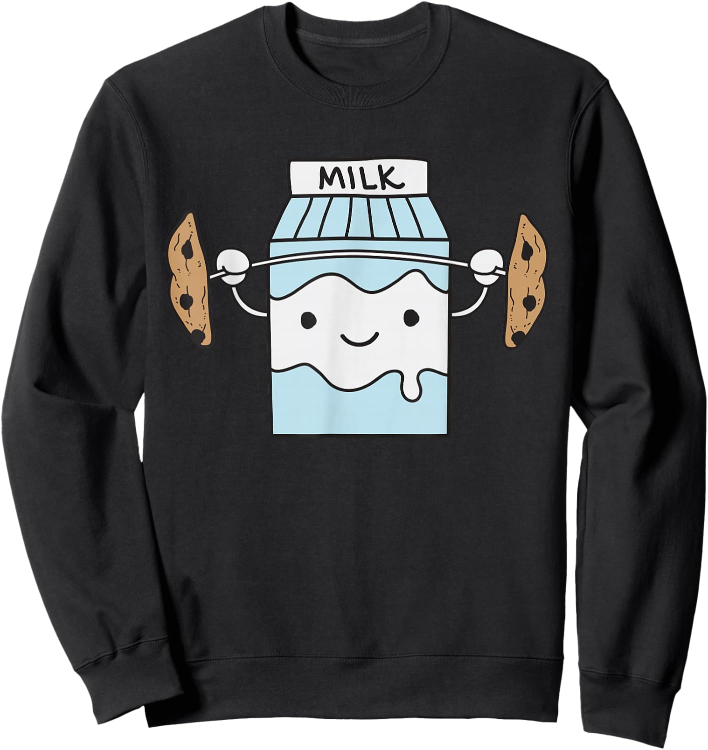 Milk Lifting Cookie Funny Coaster Barbell Sweatshirt - Sweatshirt | Black