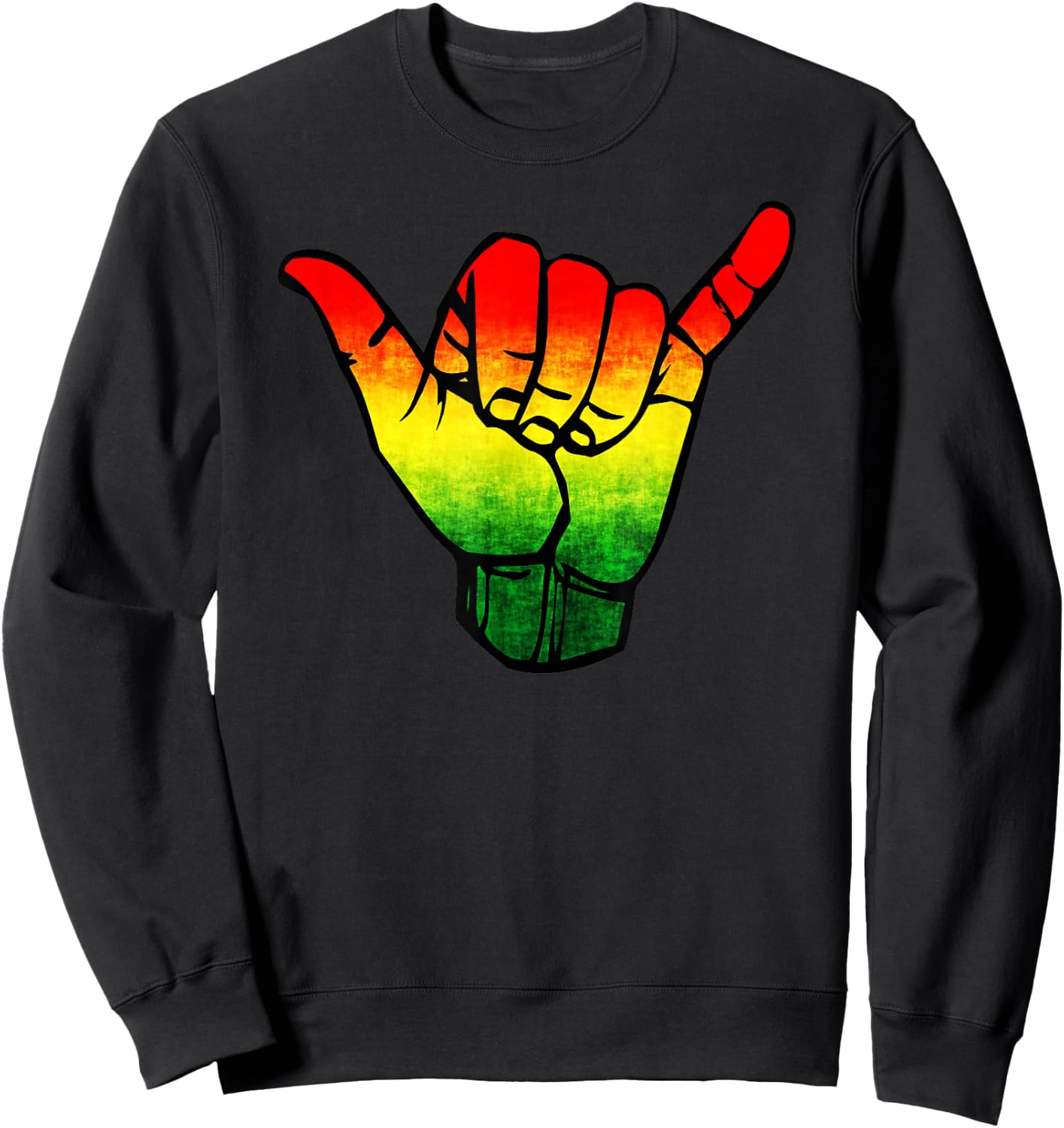 Jamaica Flag Rasta Hawaii Shaka Sign Shirt Art-Retro Shaka Sweatshirt - Sweatshirt | Black