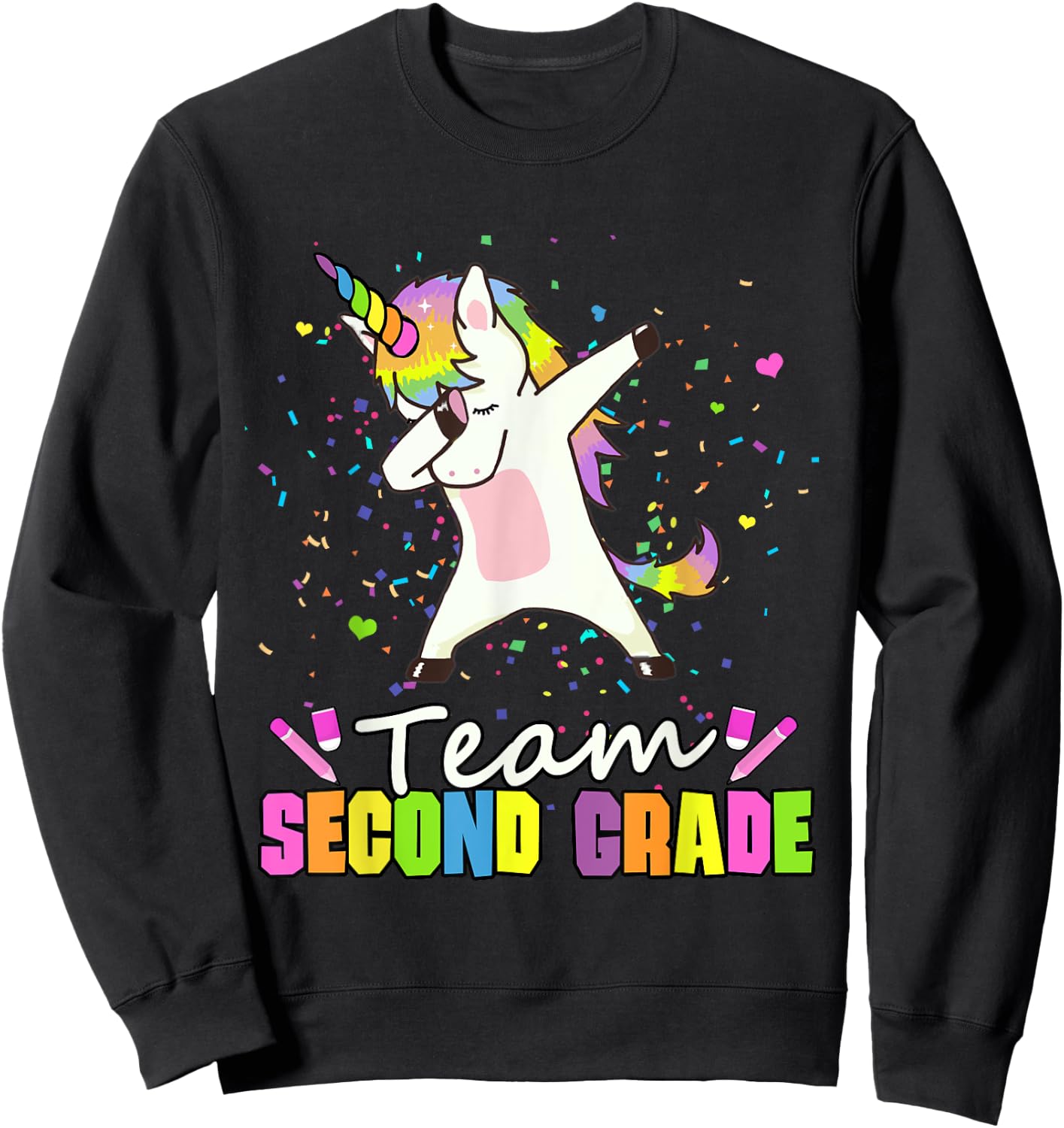 Team Second Grade Unicorn Team 2nd Grade Sweatshirt - Sweatshirt | Black