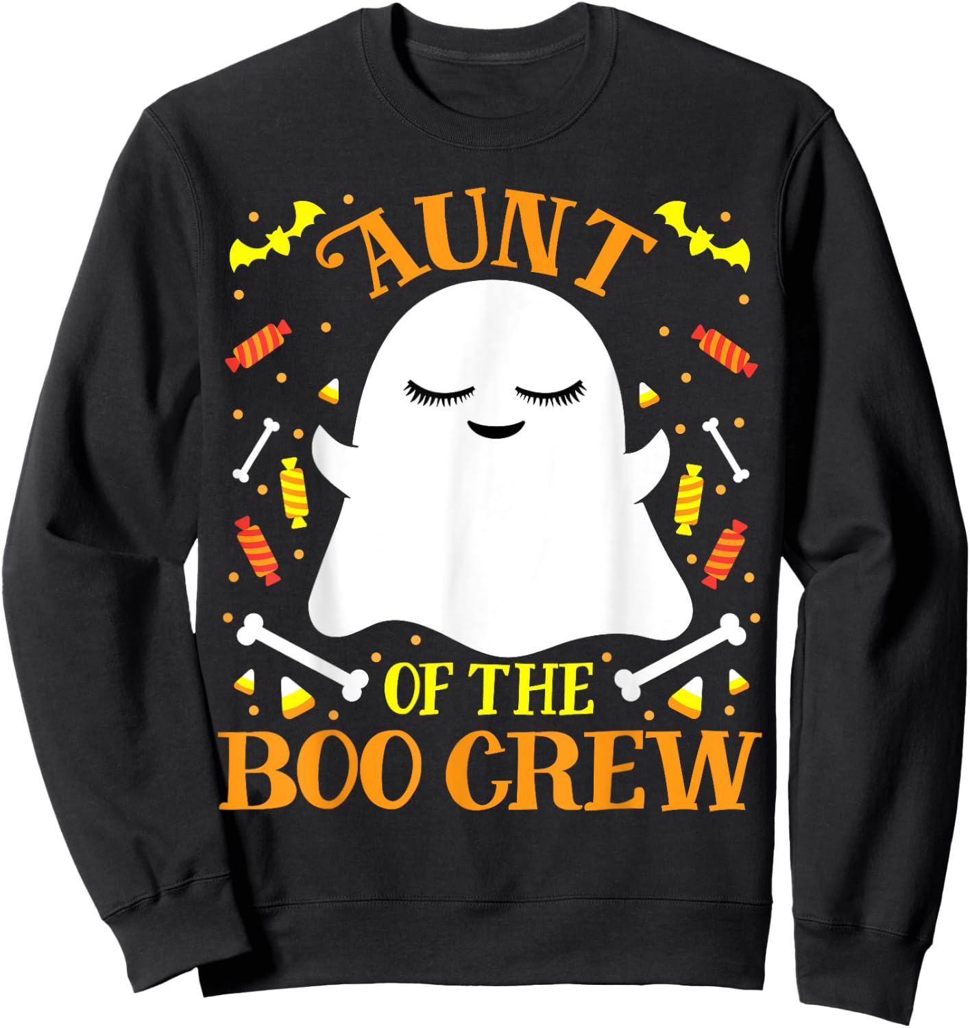 Aunt Boo Crew Ghost Matching Family Set Auntie Halloween Sweatshirt - Sweatshirt | Black