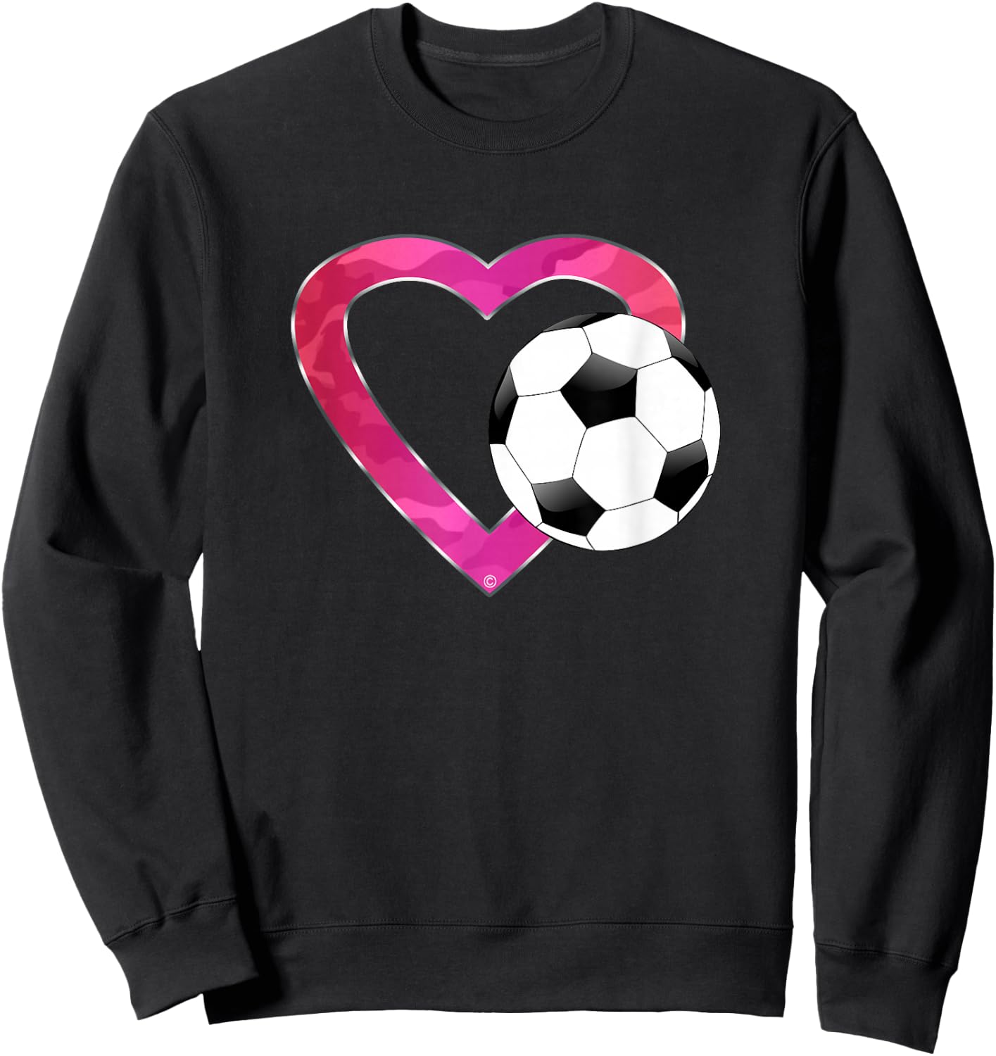 I Love Soccer Heart & Ball for Girls Teens & Women Sweatshirt - Sweatshirt | Black