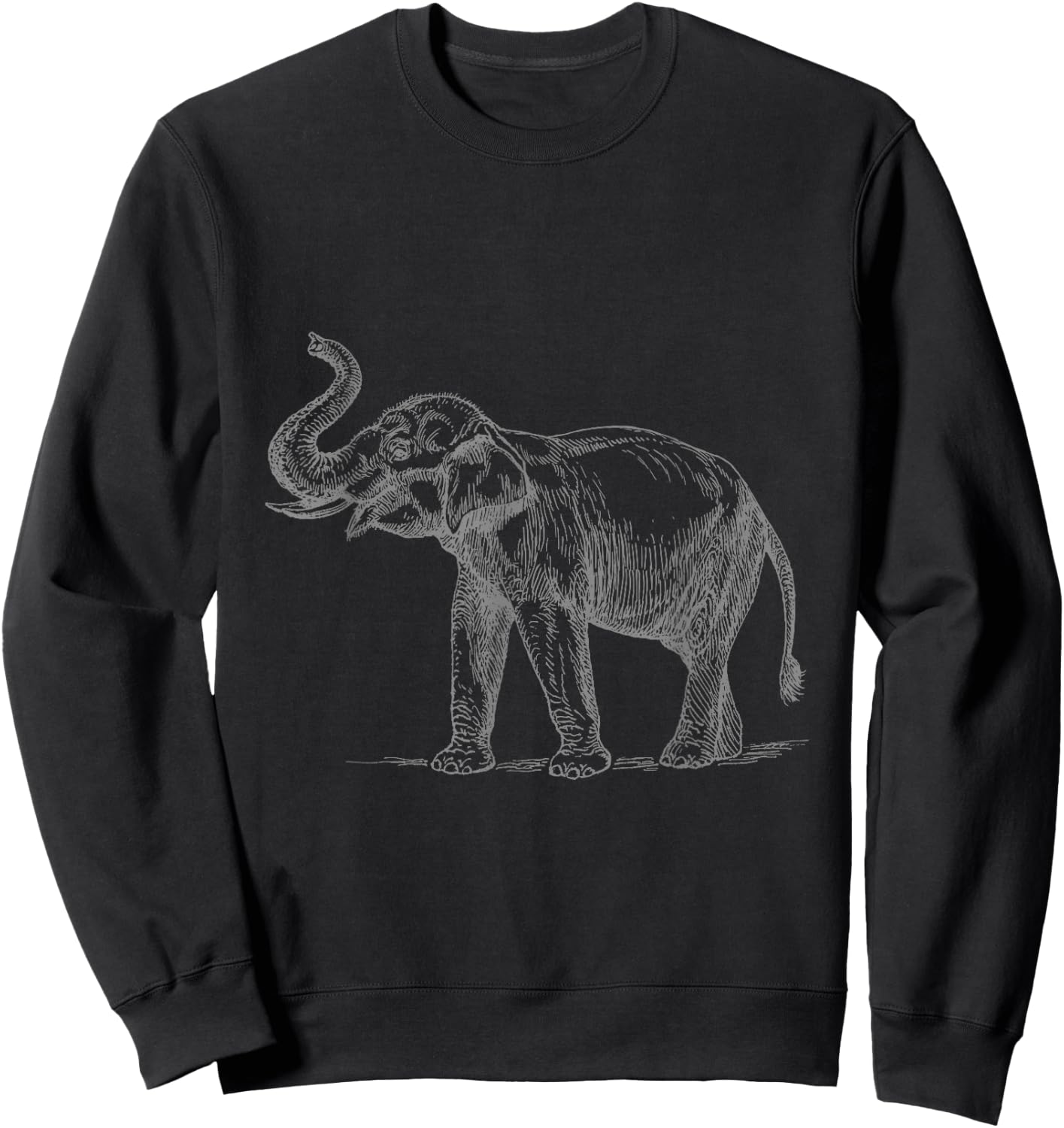Elephant with Raised Trunk Sweatshirt - Sweatshirt | Black