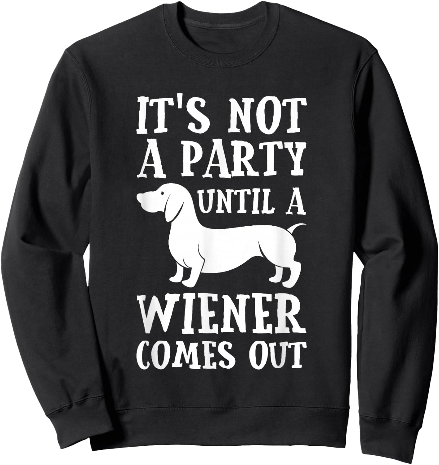 Dachshund Owner Funny Gift Not Party Until Wiener Comes Out Small Sweatshirt - Sweatshirt | Black