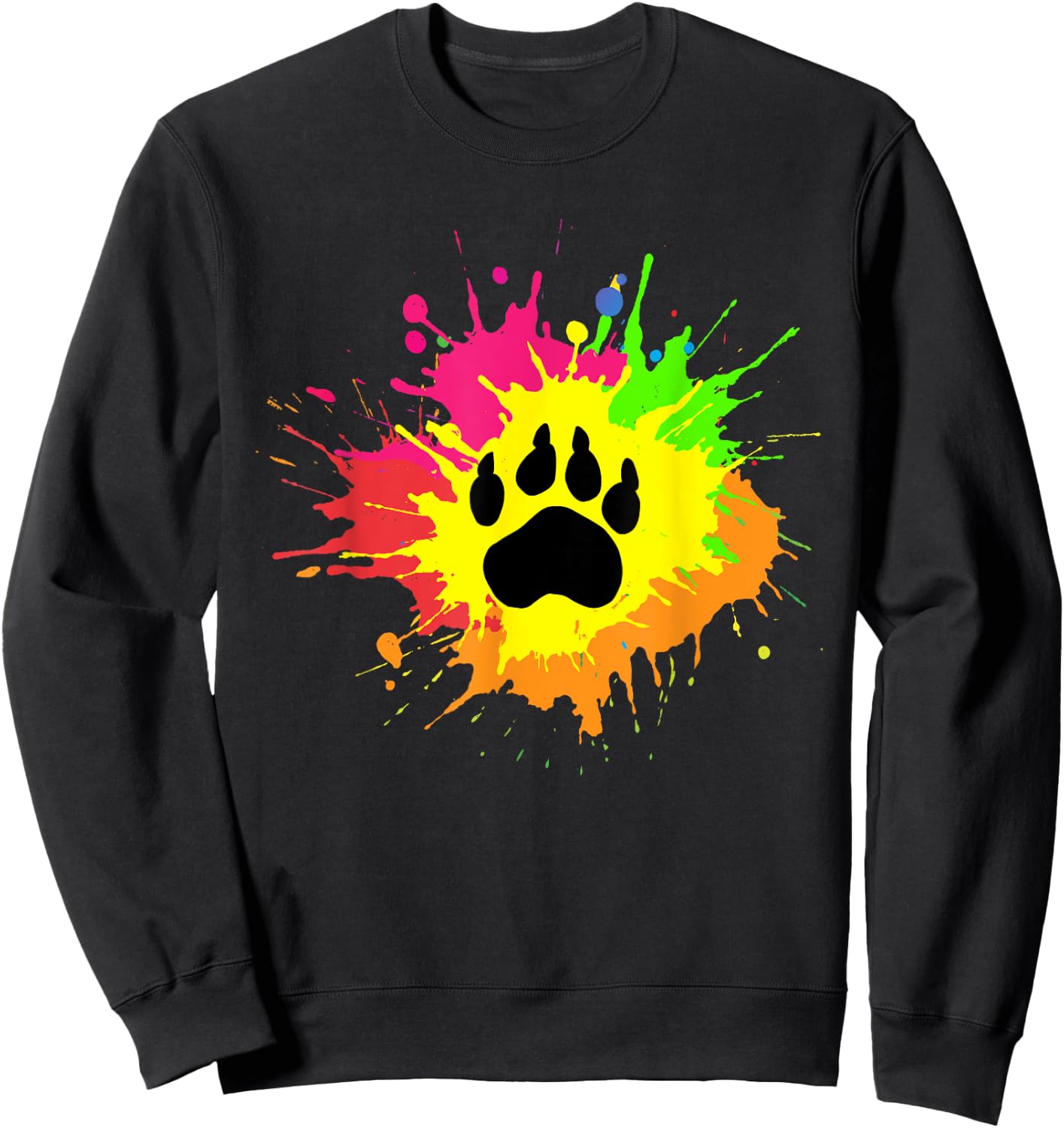 Furry Shirt Rainbow Bear Fursona Wolf Paw Print Gifts Sweatshirt - Sweatshirt | Black