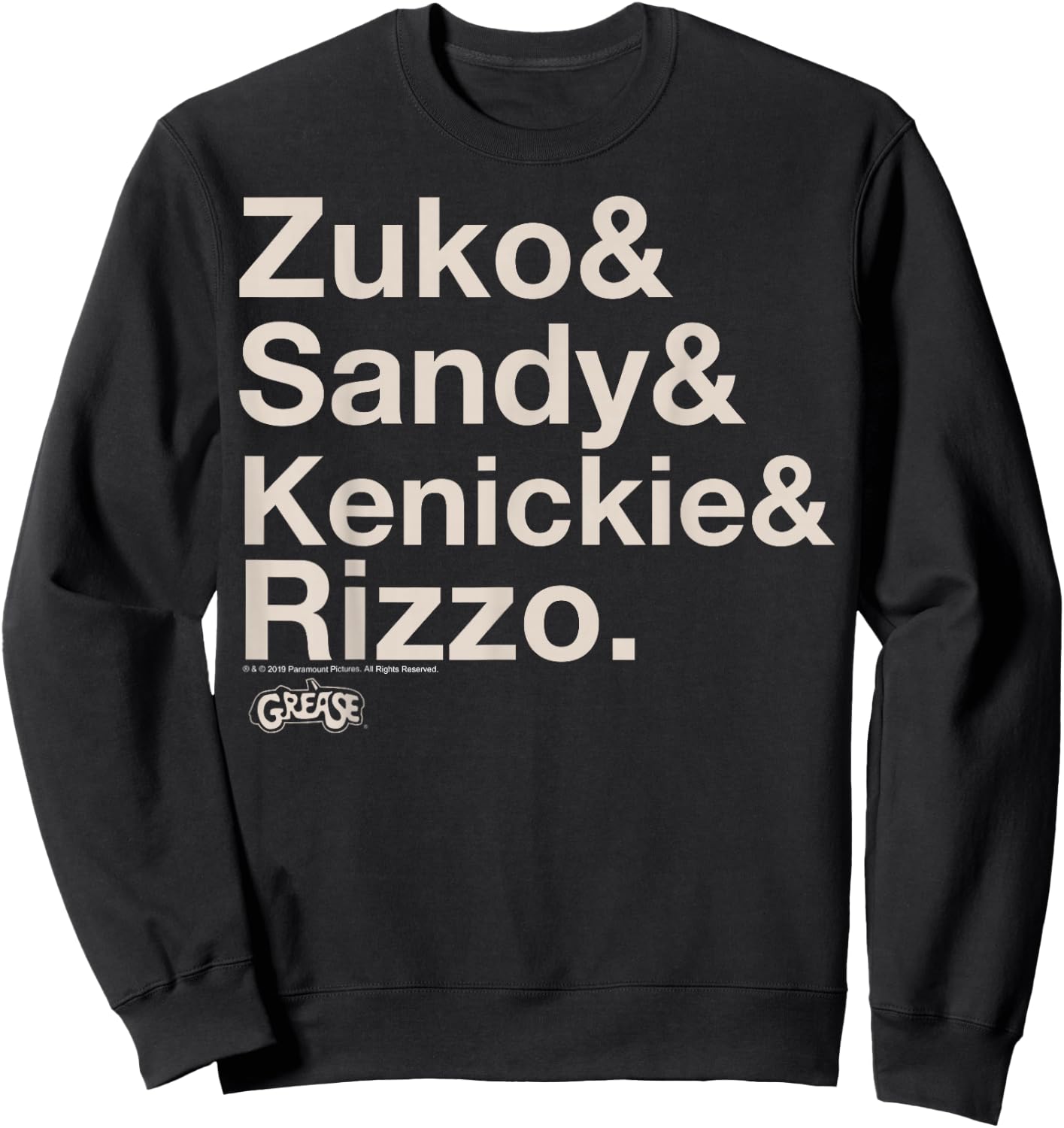Grease Zuko Sandy Kenickie Rizzo Name Stack Sweatshirt - Sweatshirt | Black