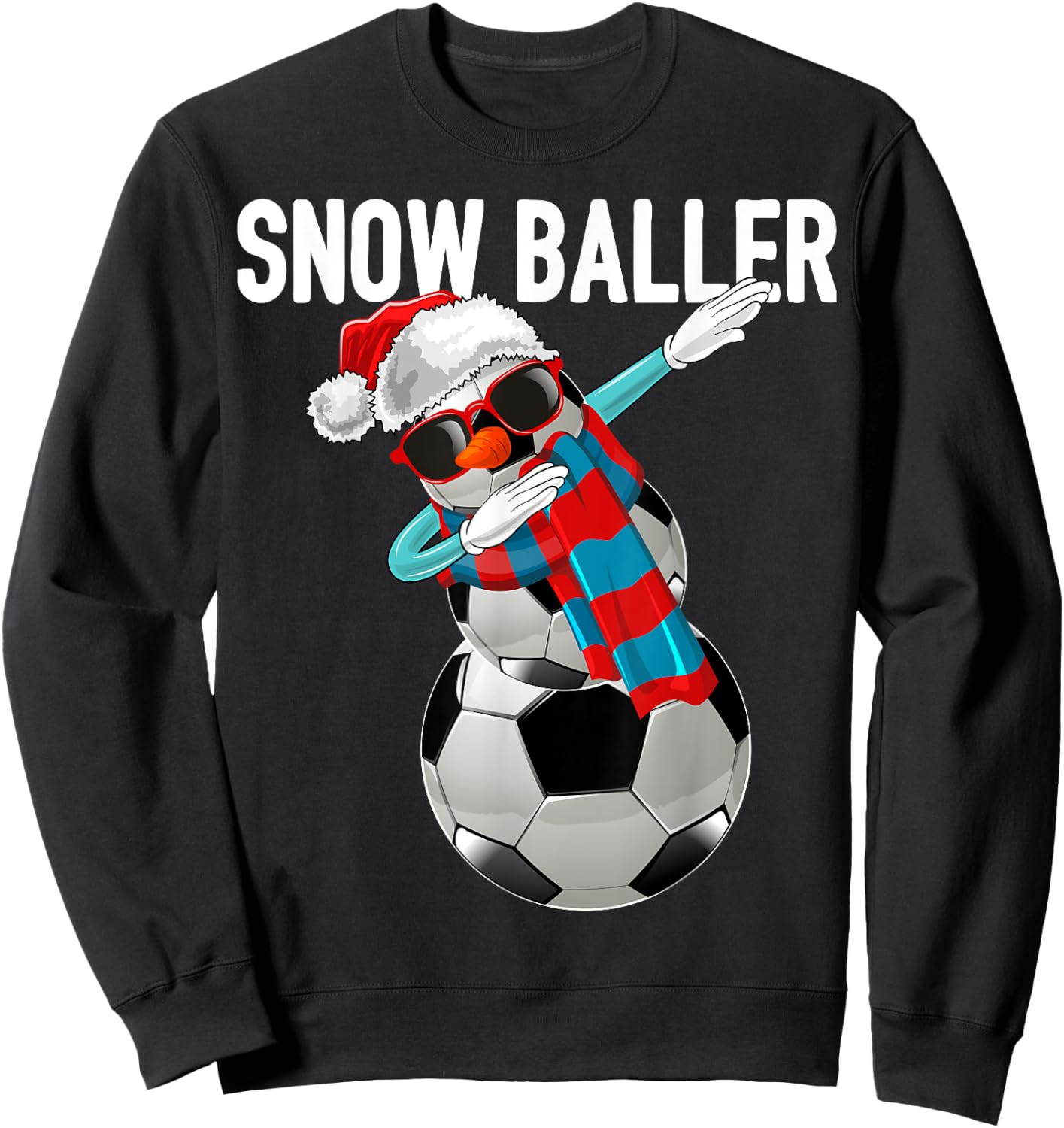 Snow Baller Dabbing Soccer Christmas Snowman Shirt Gift Kids Sweatshirt - Sweatshirt | Black
