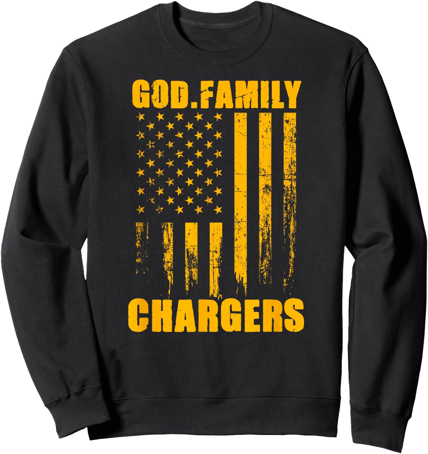 Midway Chargers God. Family. Vintage USA Flag Sweatshirt - Sweatshirt | Black
