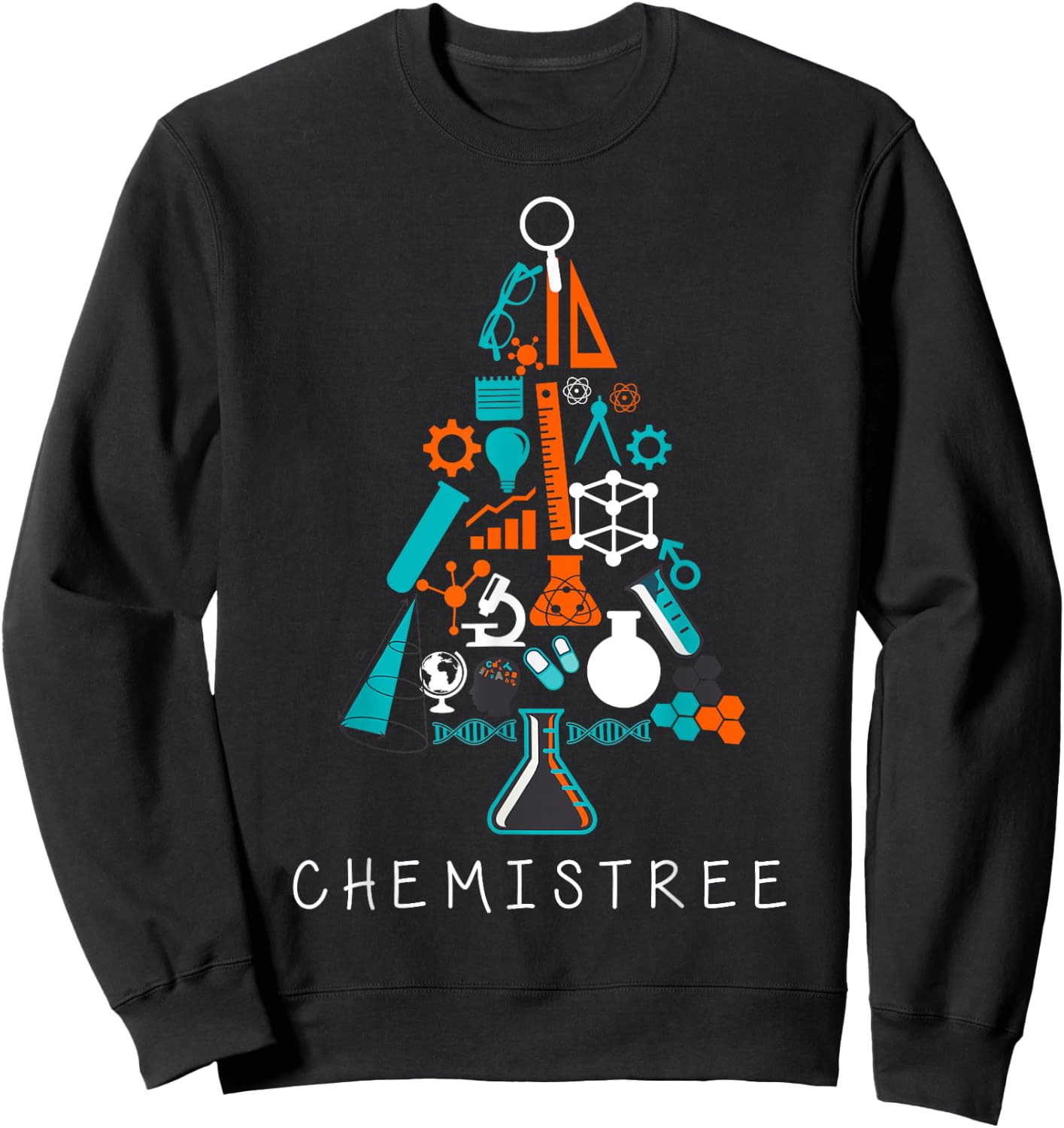 Oh Chemistree Funny Science Christmas Tree Labratory Costume Sweatshirt - Sweatshirt | Black