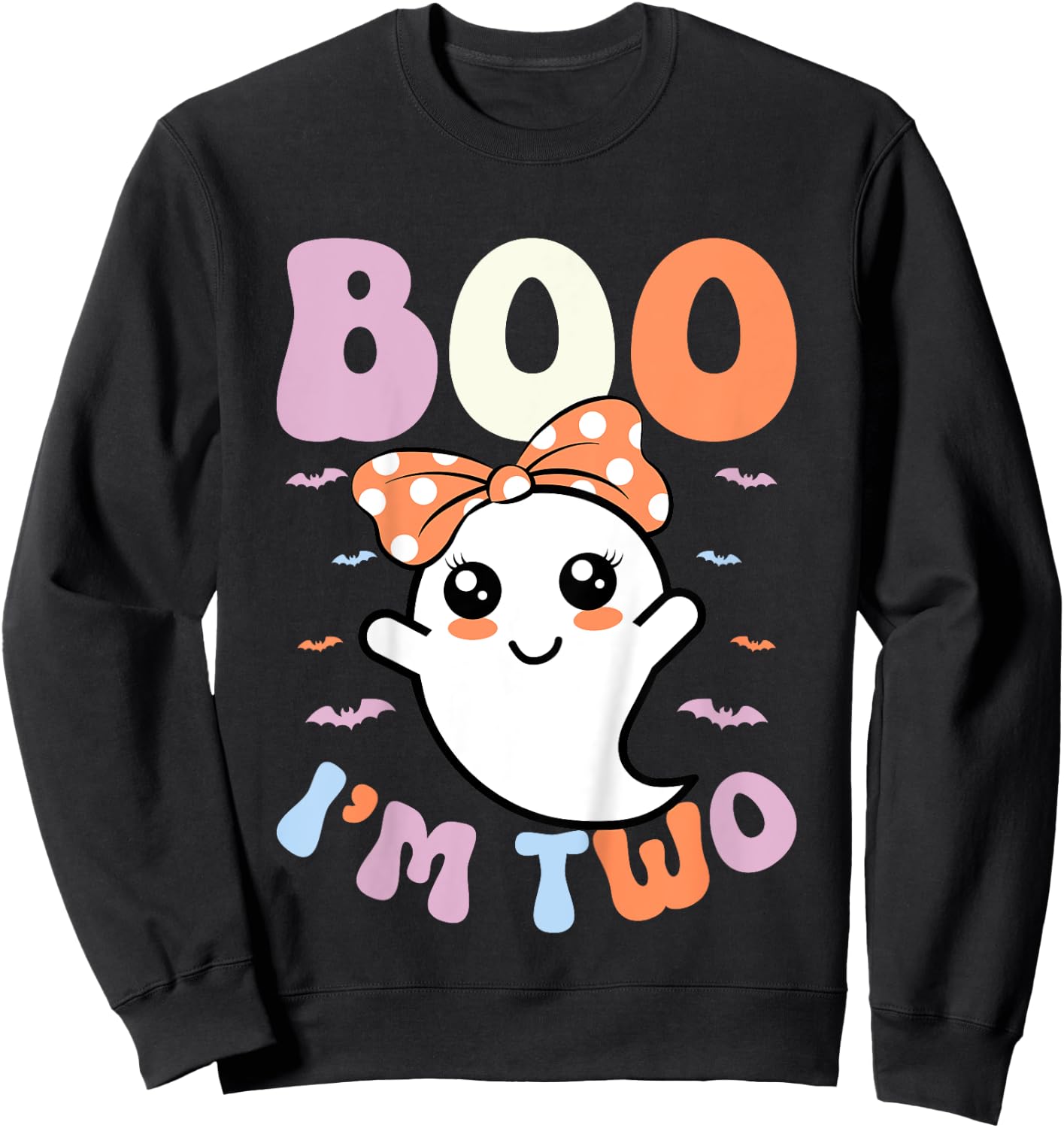 Kids Boo I'm Two Ghost 2nd Birthday Kids 2 Years Old Halloween Sweatshirt - Sweatshirt | Black
