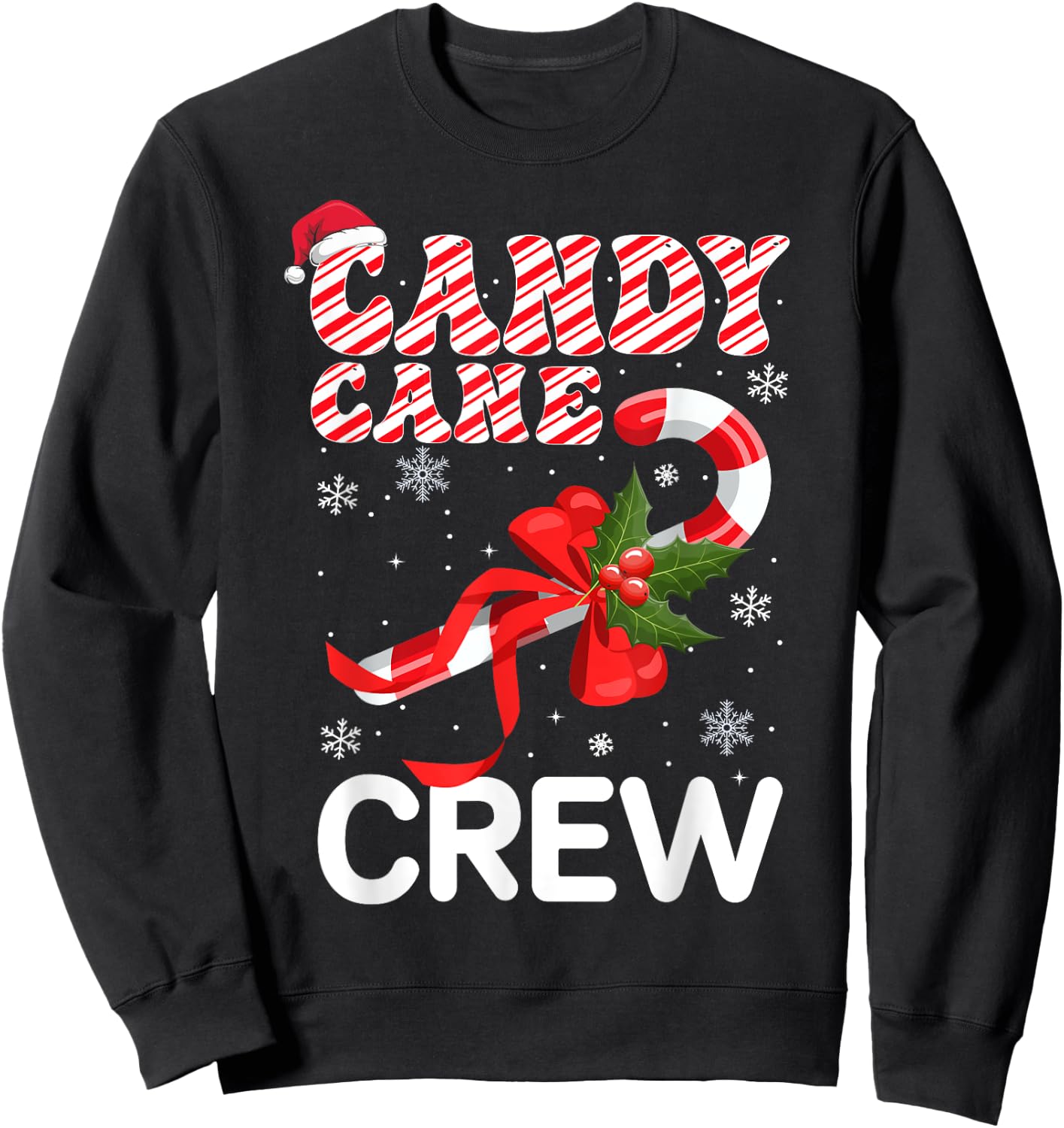 Candy Cane Crew Funny Christmas Candy Sweatshirt - Sweatshirt | Black