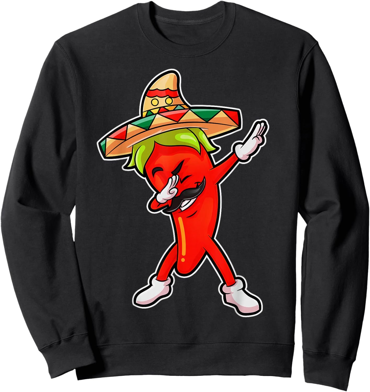 Chili Dabbing Pepper Mexican Hot Jalapeno Dab Mexico Funny Sweatshirt - Sweatshirt | Black