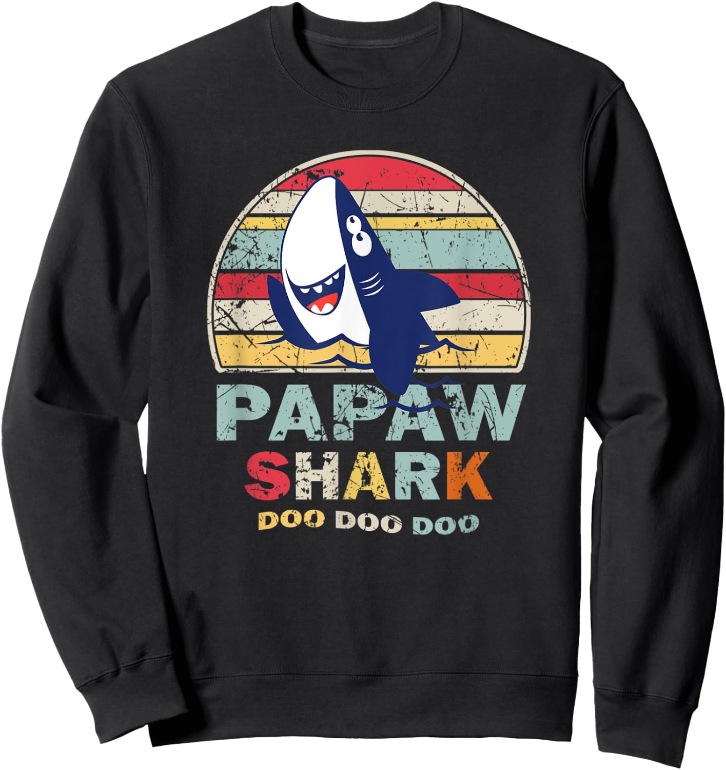Vintage Papaw Shark Shirt Fathers Day Gift Women Sweatshirt - Sweatshirt | Black
