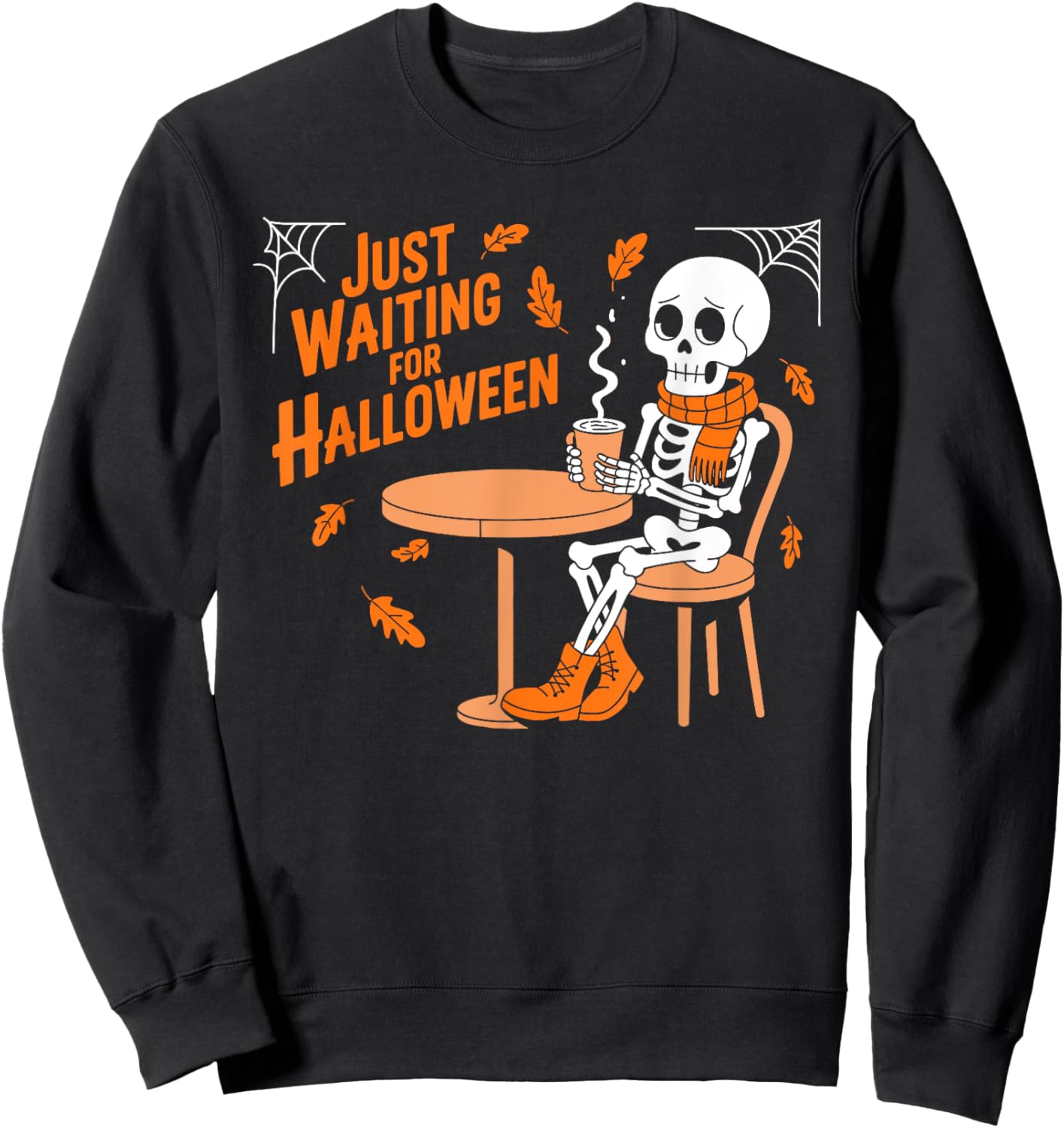 Just Waiting for Halloween Skeleton Sweatshirt - Sweatshirt | Black