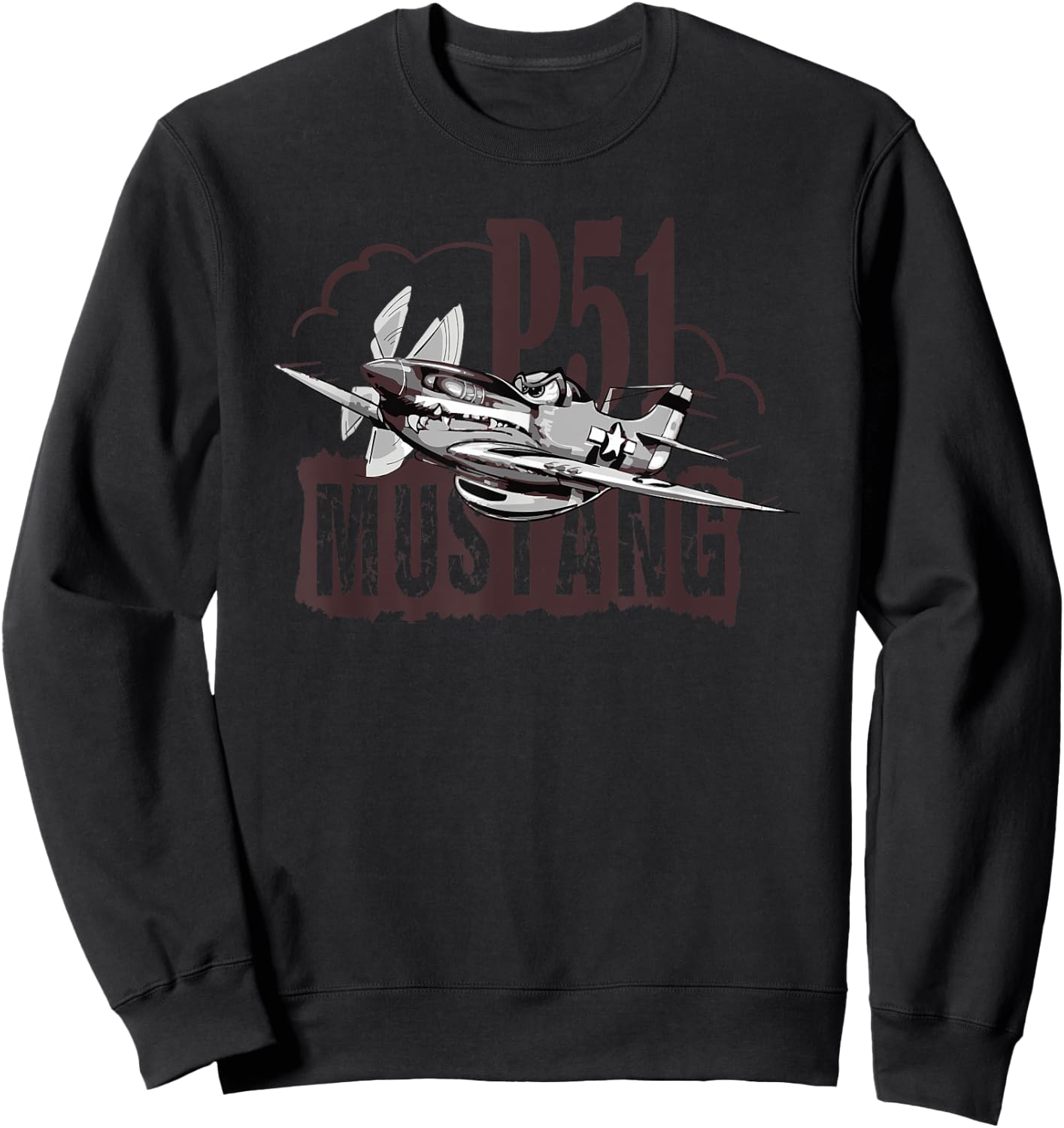 P51 Mustang T shirt WW2 Fighter Sweatshirt - Sweatshirt | Black
