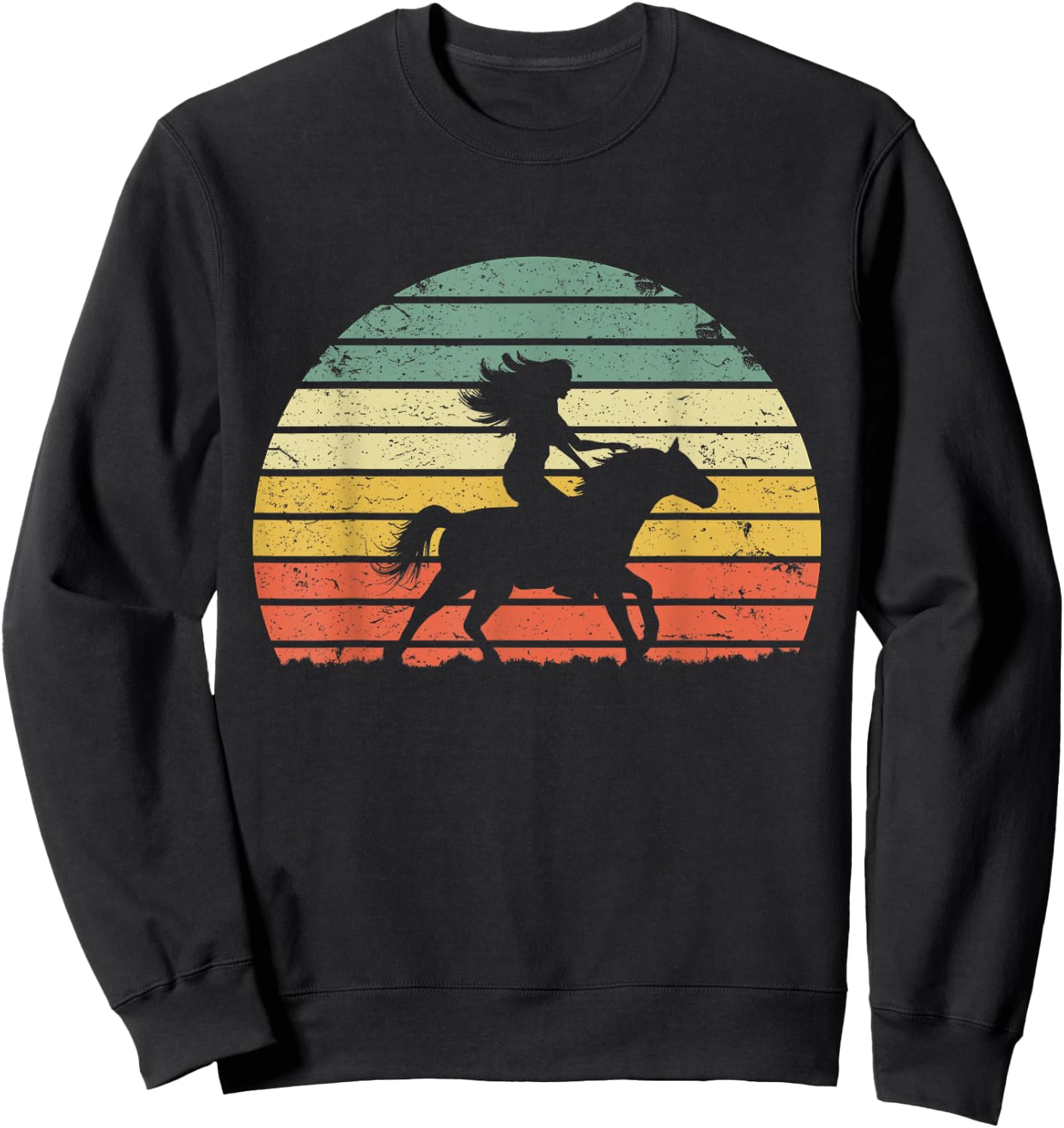 Girl Horse Riding Shirt Vintage Cowgirl Texas Ranch Sweatshirt - Sweatshirt | Black