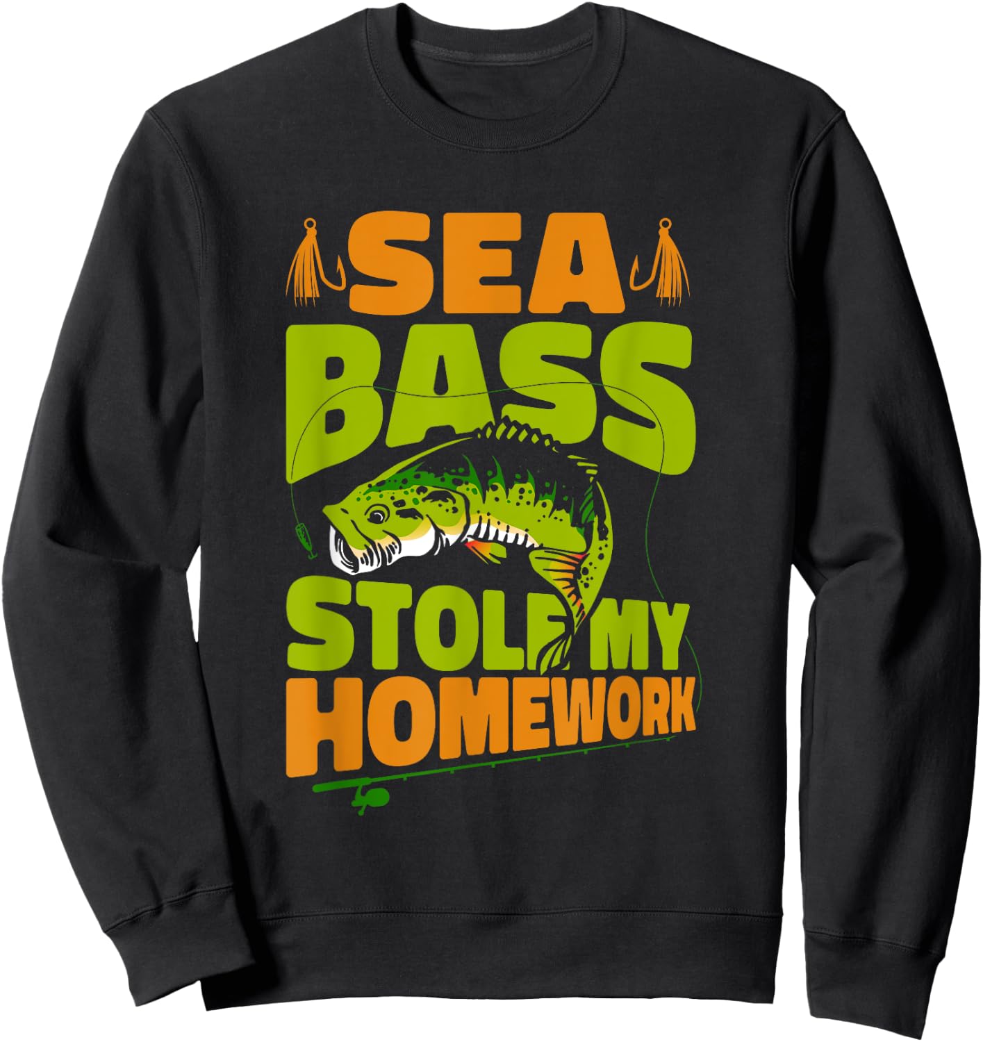 Sea Bass Stole My Homework Fisherman Bass Fishing Sweatshirt - Sweatshirt | Black