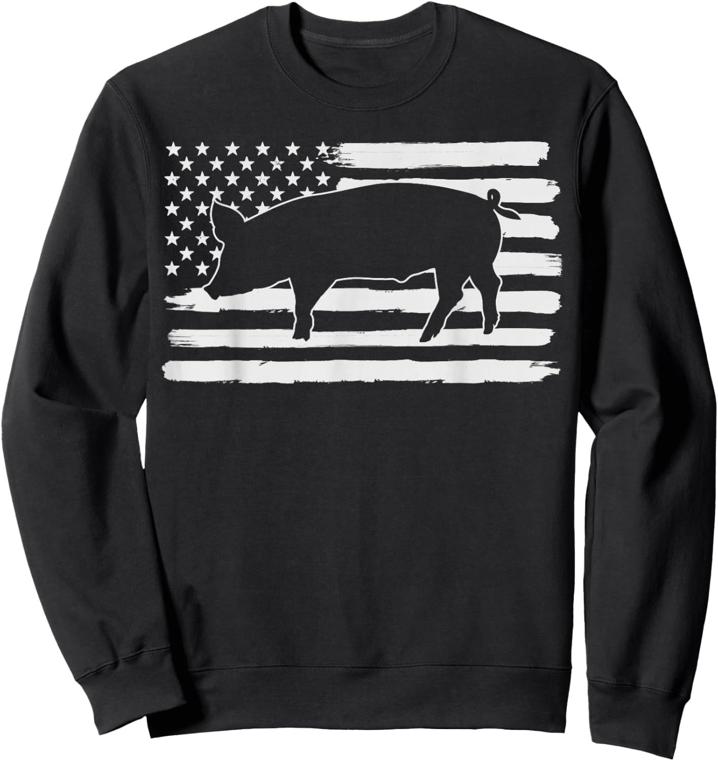 Pigs 4th Of July USA Flag US America Sweatshirt - Sweatshirt | Black