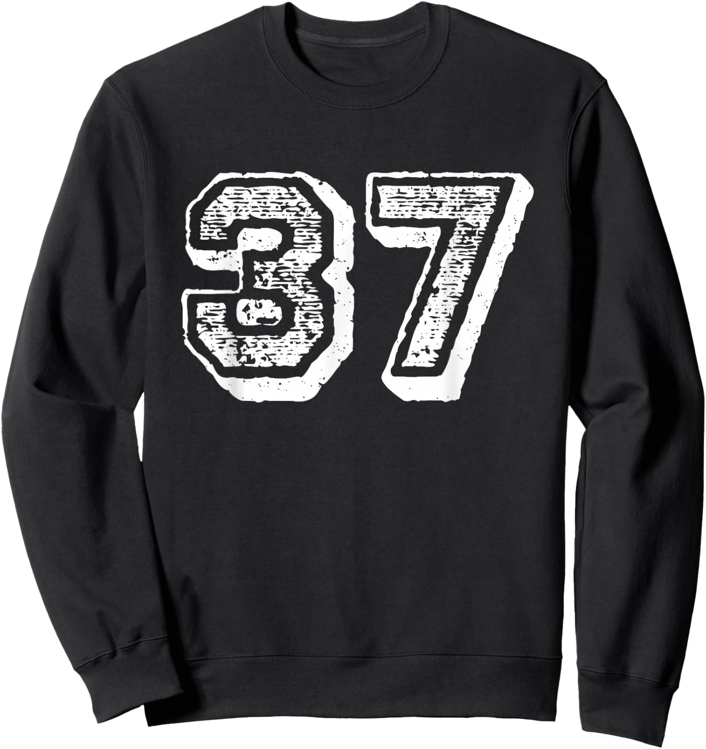 Number 37 Sports Jersey Player #37 Fan Front Print Vintage Sweatshirt - Sweatshirt | Black