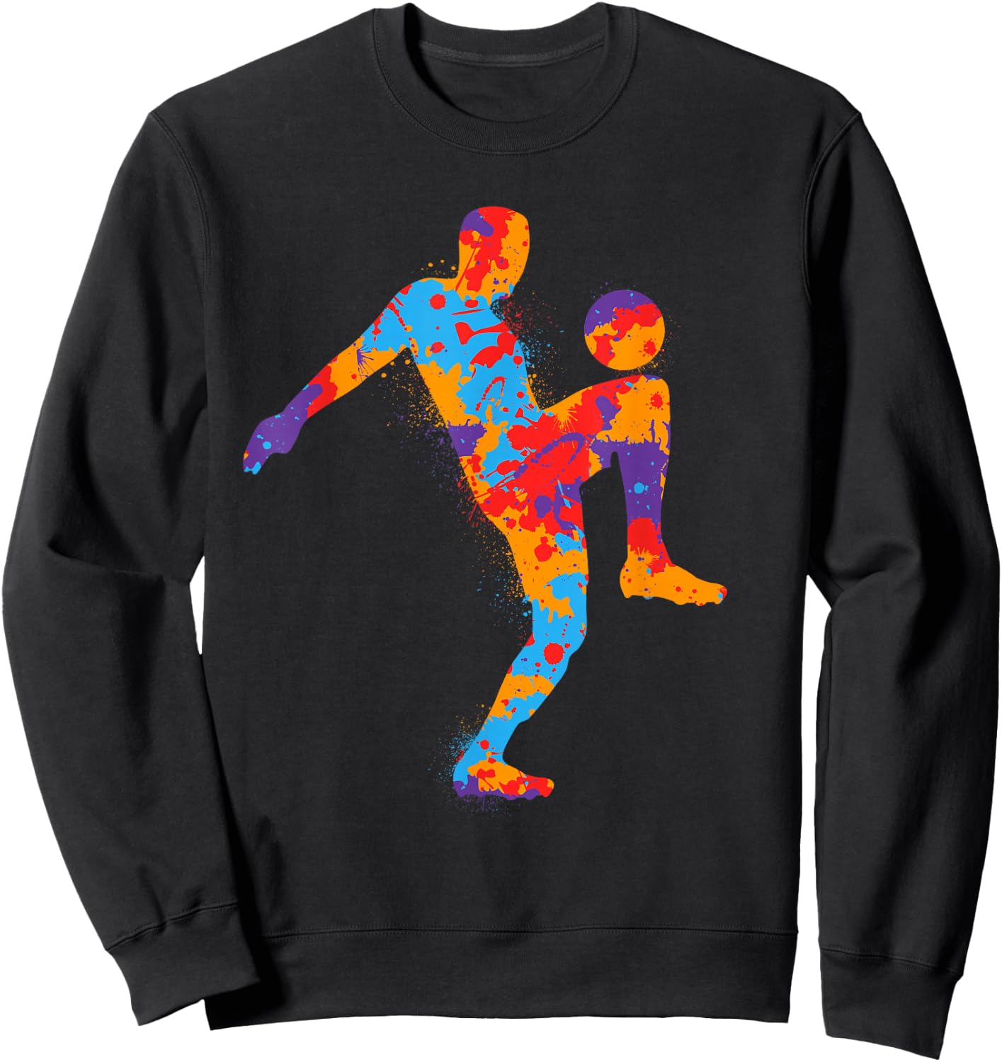 Colorful Soccer Player Sports Boys Kids Men Soccer Sweatshirt - Sweatshirt | Black