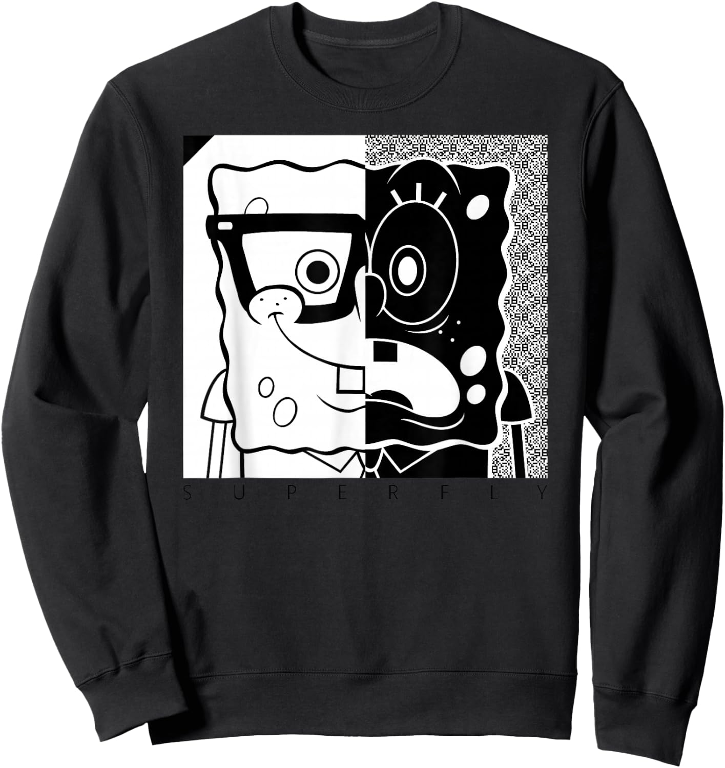 SpongeBob SquarePants - Superfly black and white Sweatshirt - Sweatshirt | Black