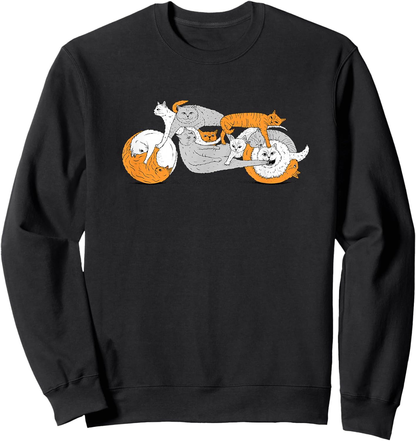 Biker Cat Cafe Racer Motorcycle Kitten Sweatshirt - Sweatshirt | Black