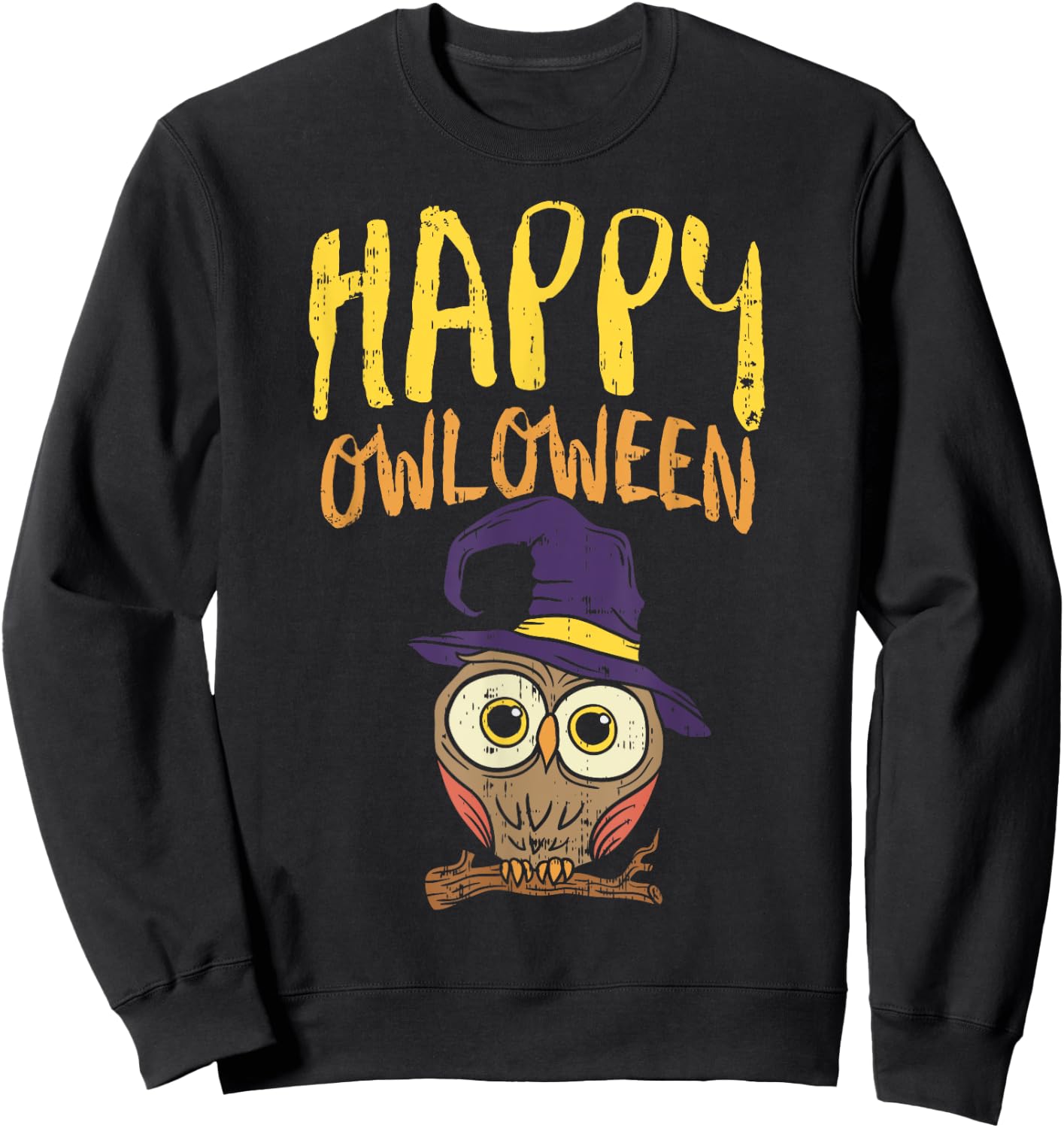 Funny Halloween Shirt Happy Owloween Owl Lover Bird Costume Sweatshirt - Sweatshirt | Black