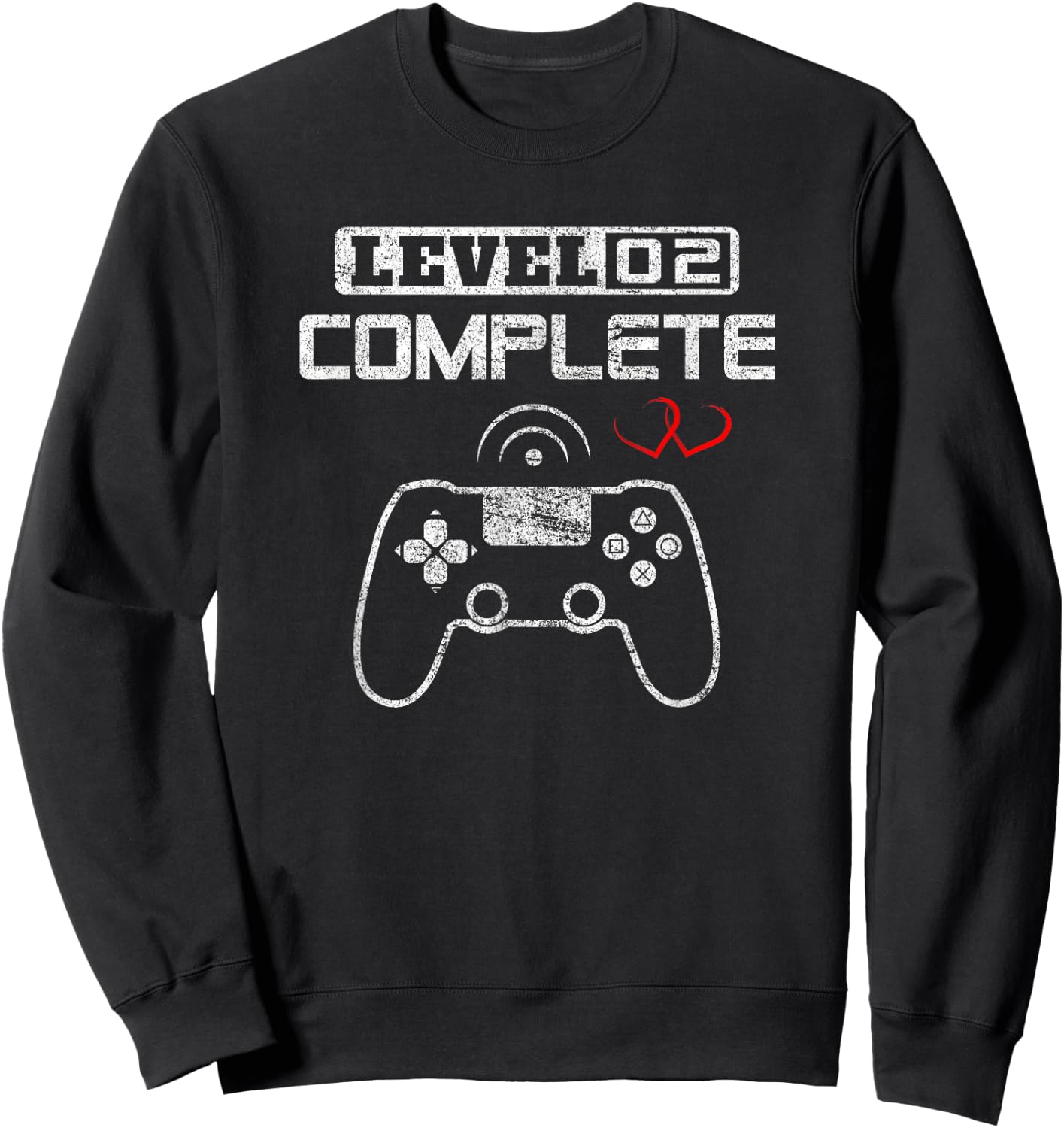 Level 2 Complete 2nd Wedding Anniversary Video Gamer Him Her Sweatshirt - Sweatshirt | Black